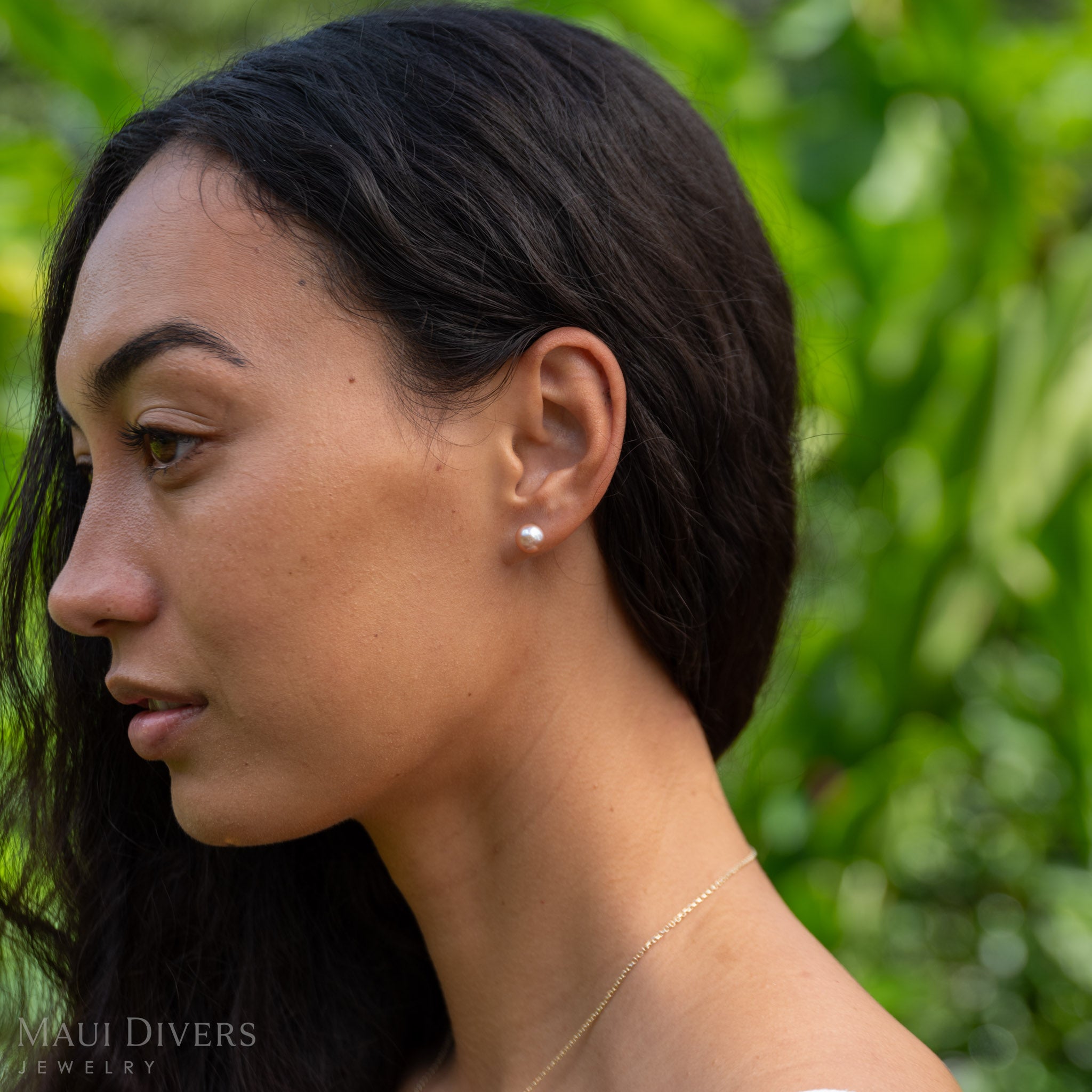 Button Freshwater Pearl Earrings in Gold - 8-9mm