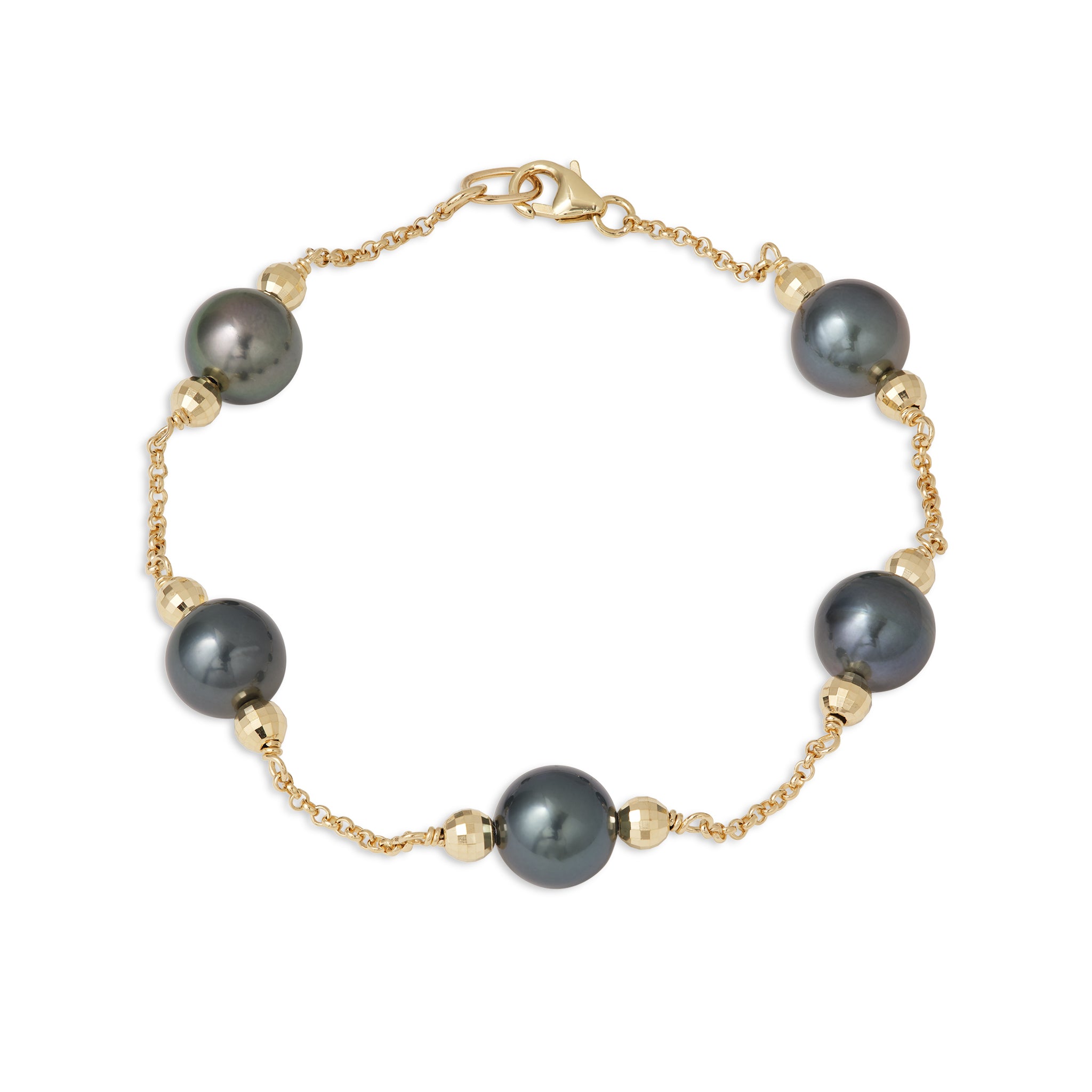 7.5-8" Tahitian Black Pearl Bracelet in Gold - 9-10mm
