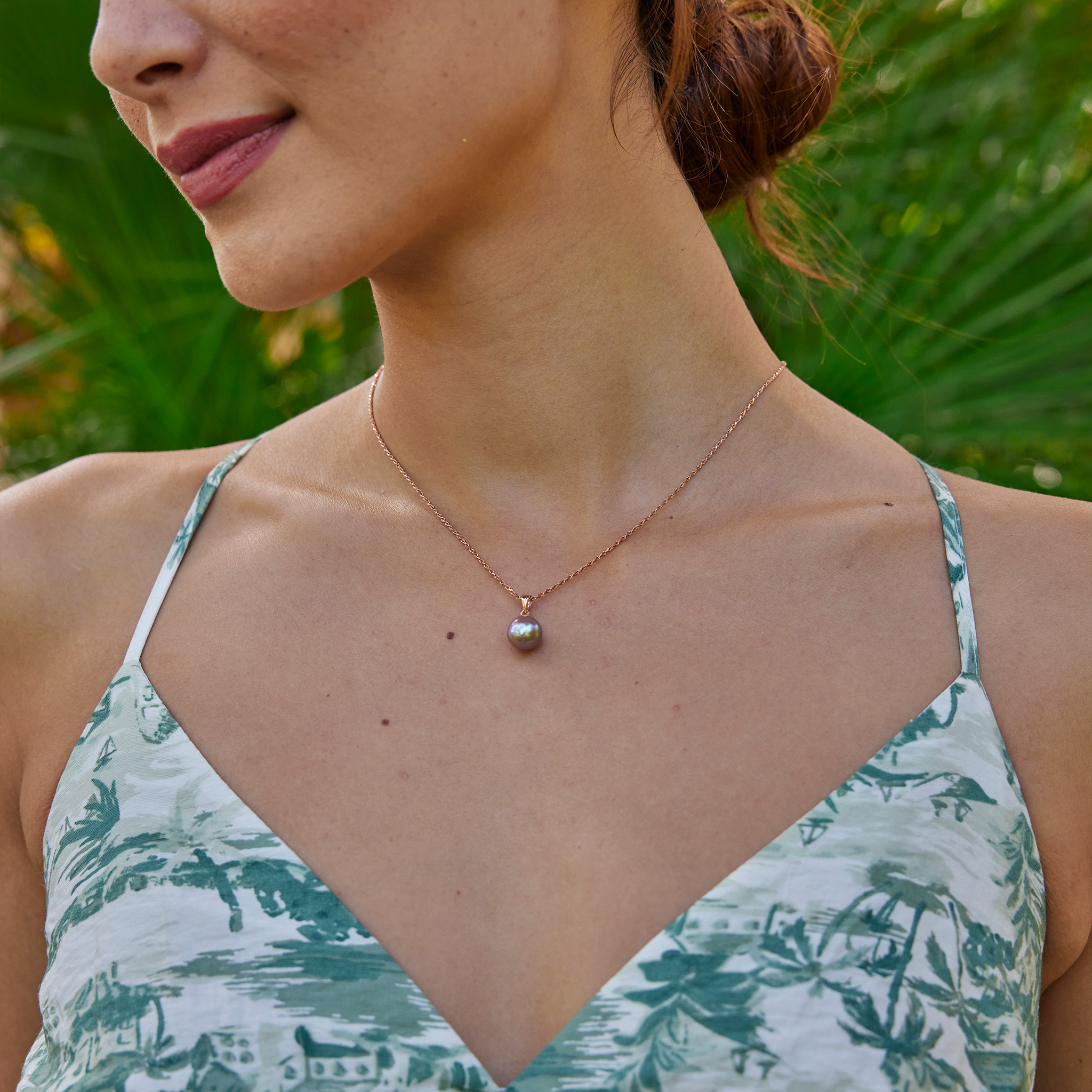 Freshwater Pearl Pendant in Rose Gold - 9-10mm