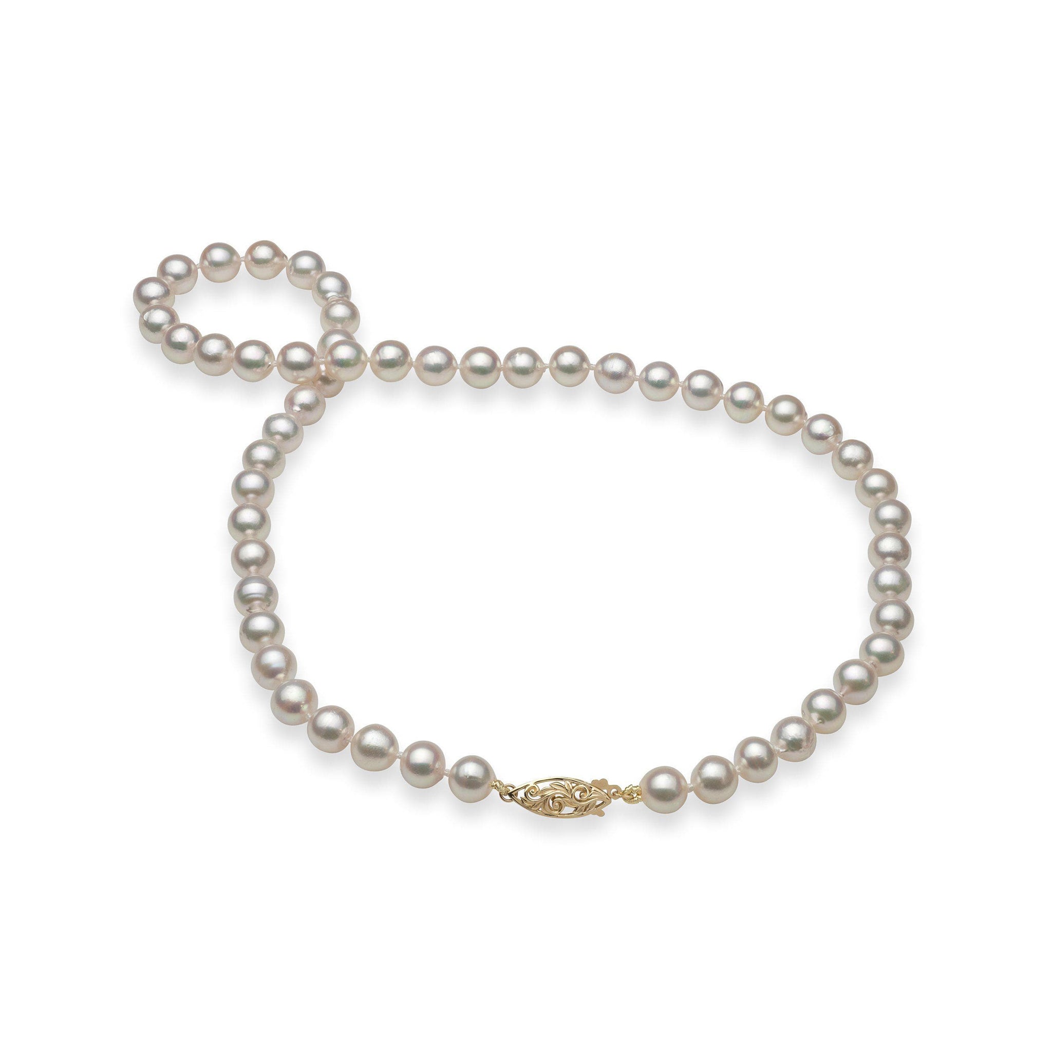 18-19" Akoya White Pearl Strand with Gold Clasp - 7-8mm