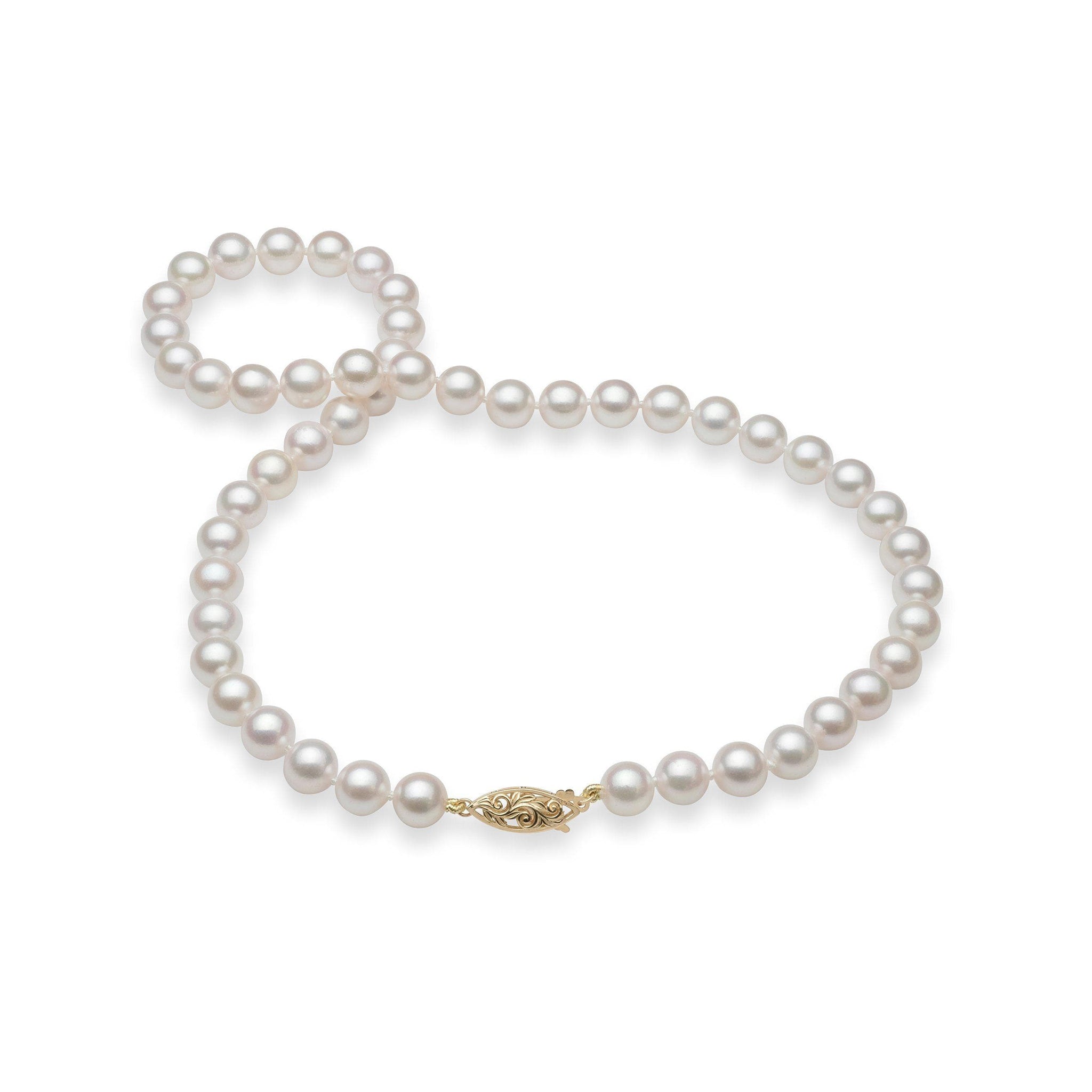 18-19" Akoya White Pearl Strand with Gold Clasp - 8-8.5mm