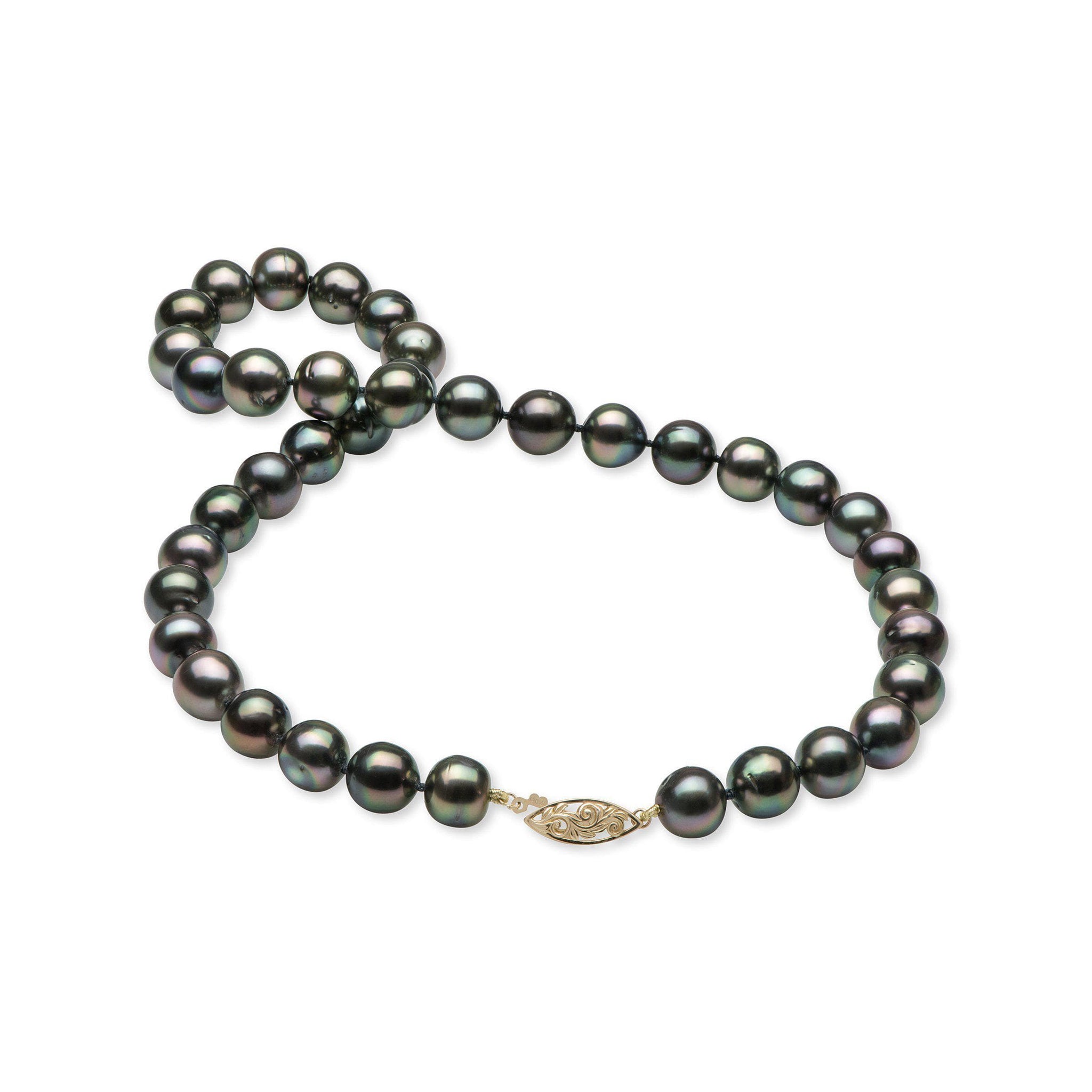 18-19" Tahitian Black Pearl Strand with Gold Clasp - 10-12mm
