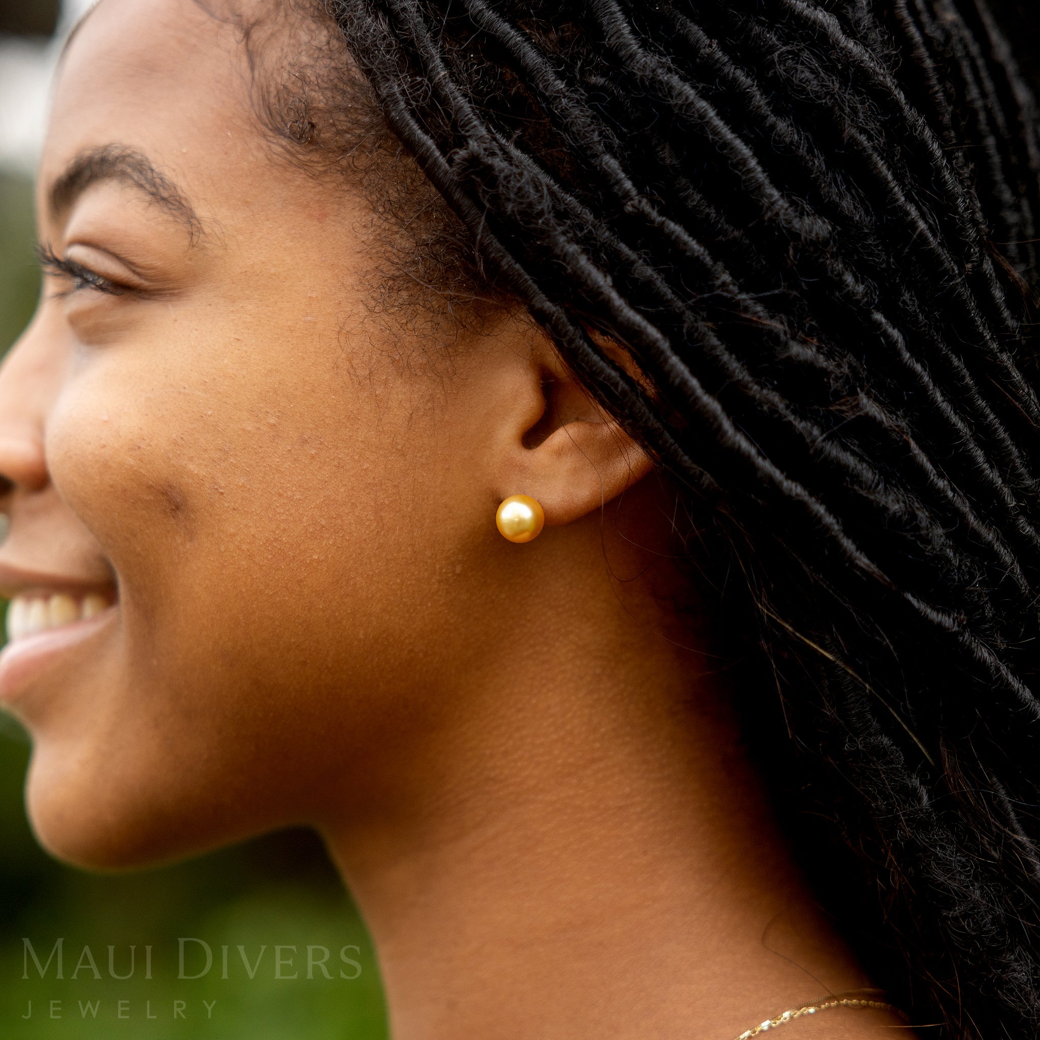 South Sea Gold Pearl Earrings in Gold - 9-10mm