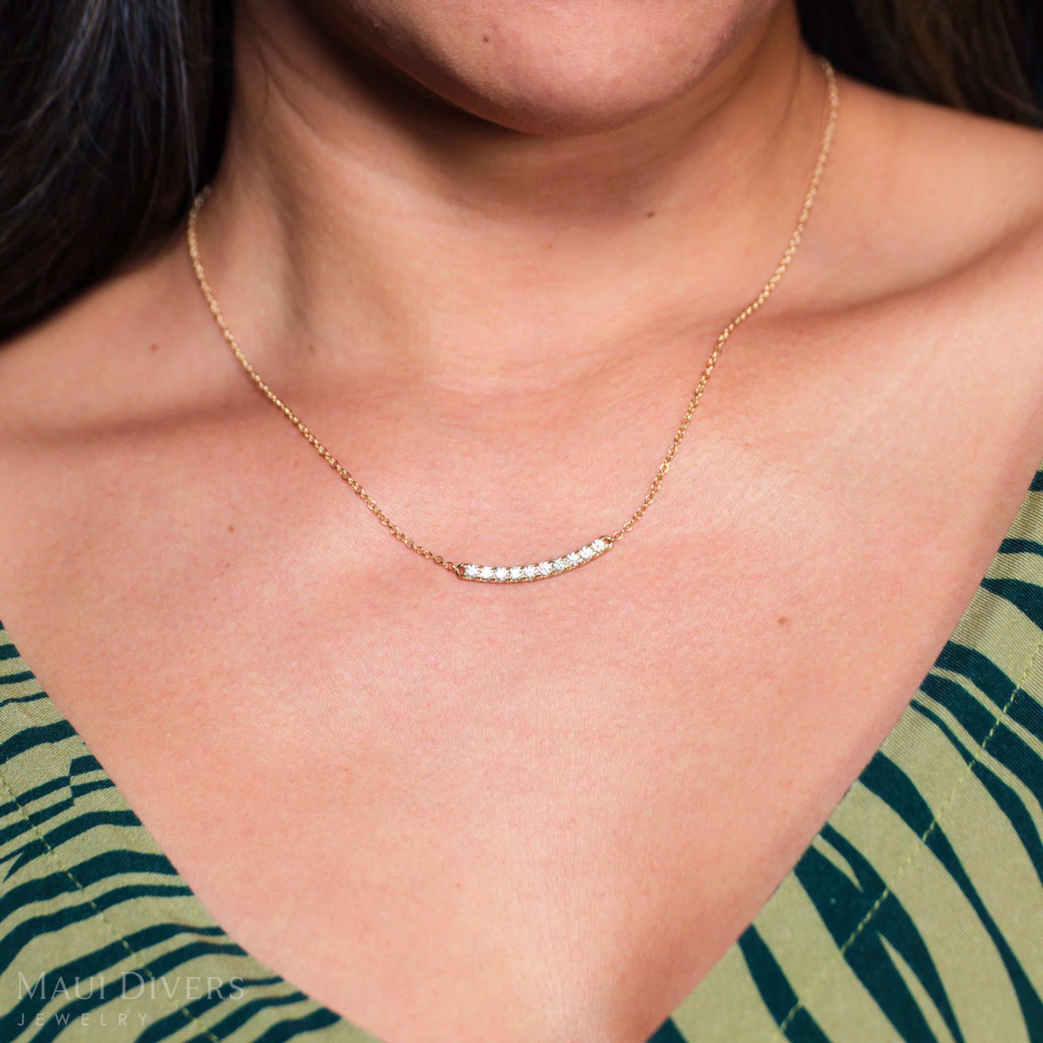 16-18" Adjustable Hidden Hawaiʻi Maile Lab Grown Diamond Necklace in Gold