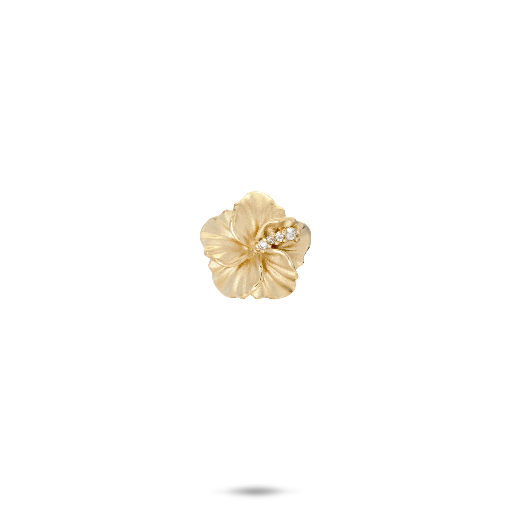 11mm Diamond Hibiscus Pendant in 14k Yellow Gold