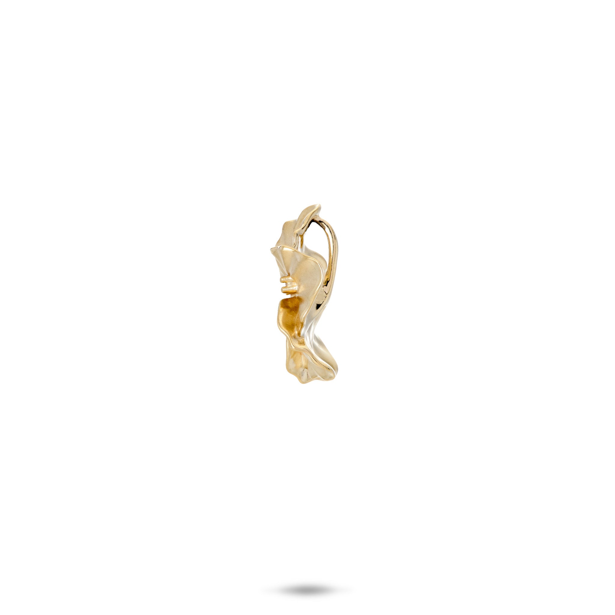 Side view of the 15mm Diamond Hibiscus Pendant in 14k Yellow Gold