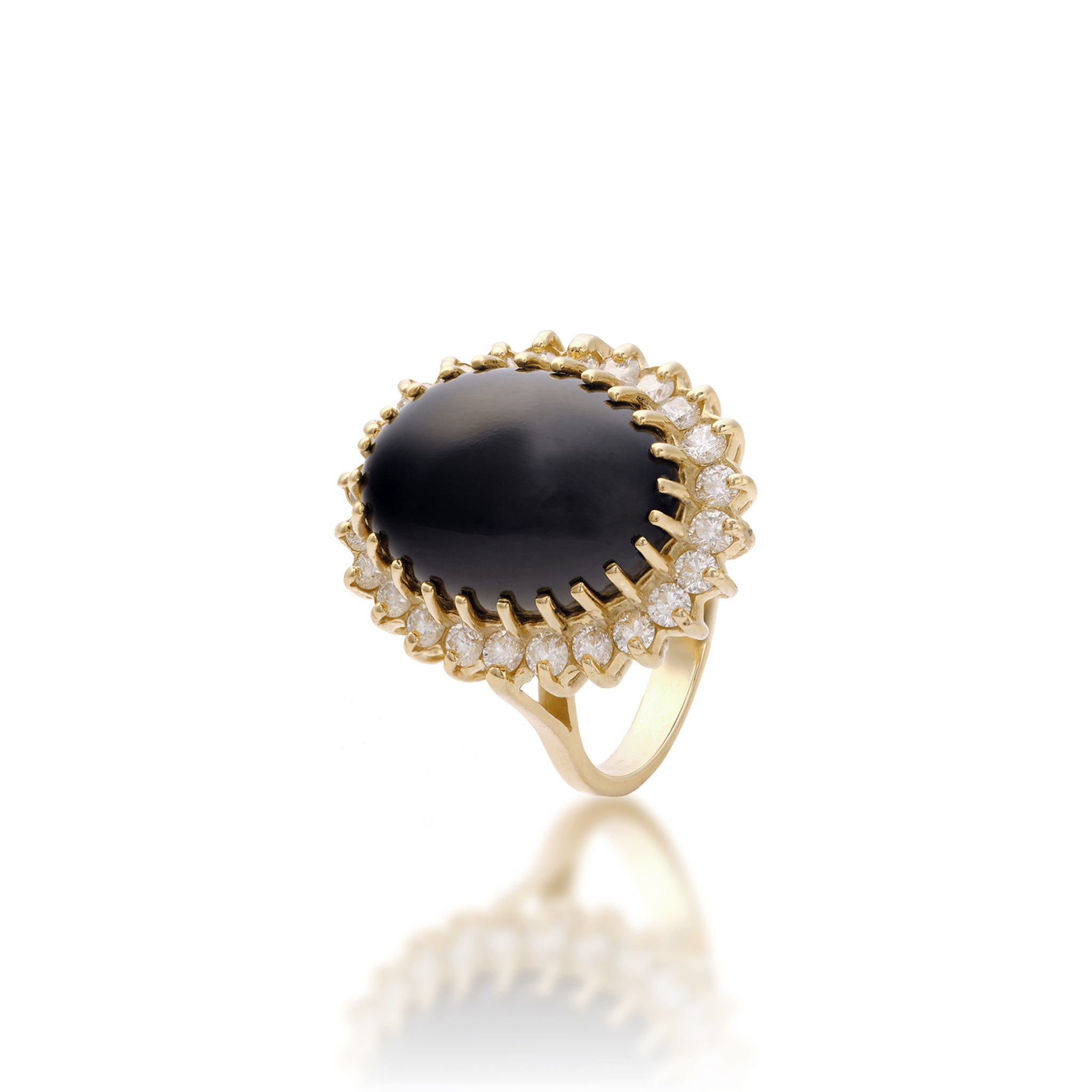 王女Ka'iulani Black Coral Ring in Golds withダイヤモンド - 16mm