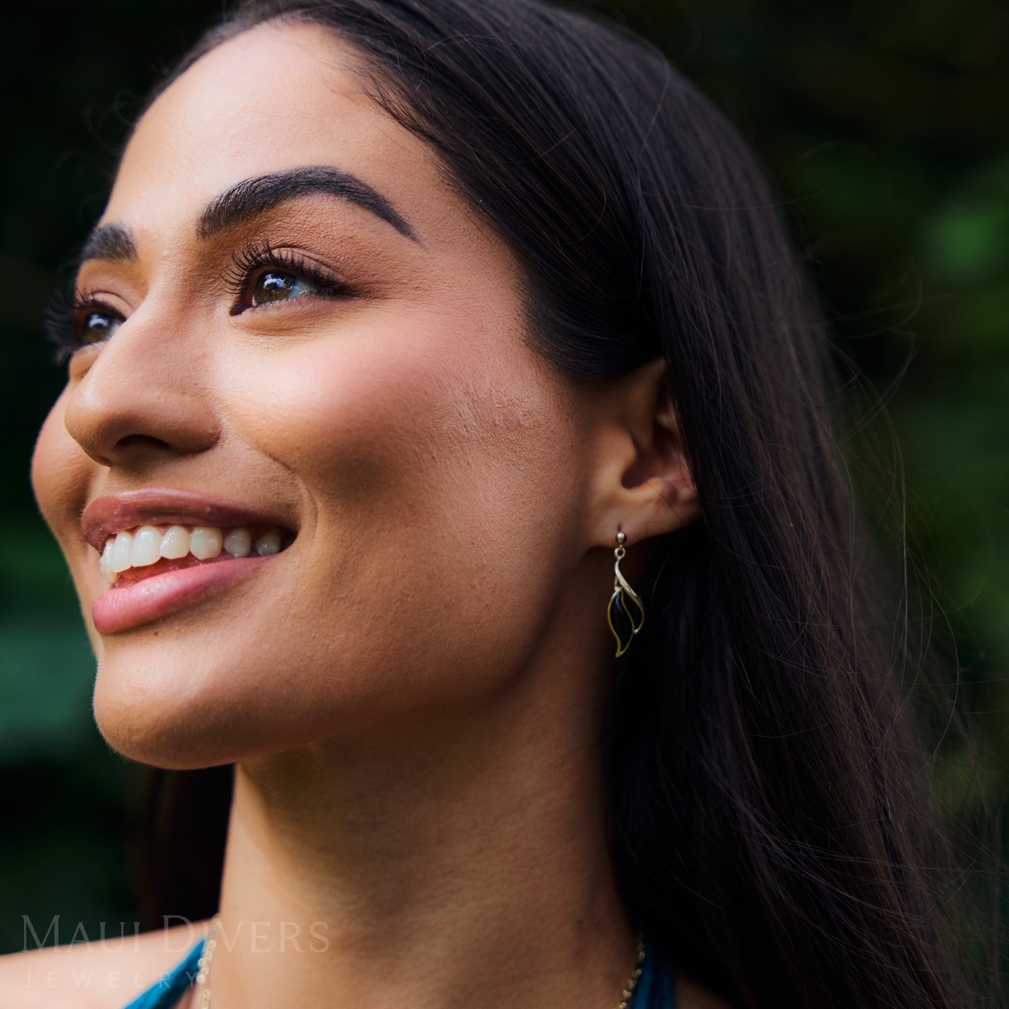 Paradise Black Coral Earrings in Gold