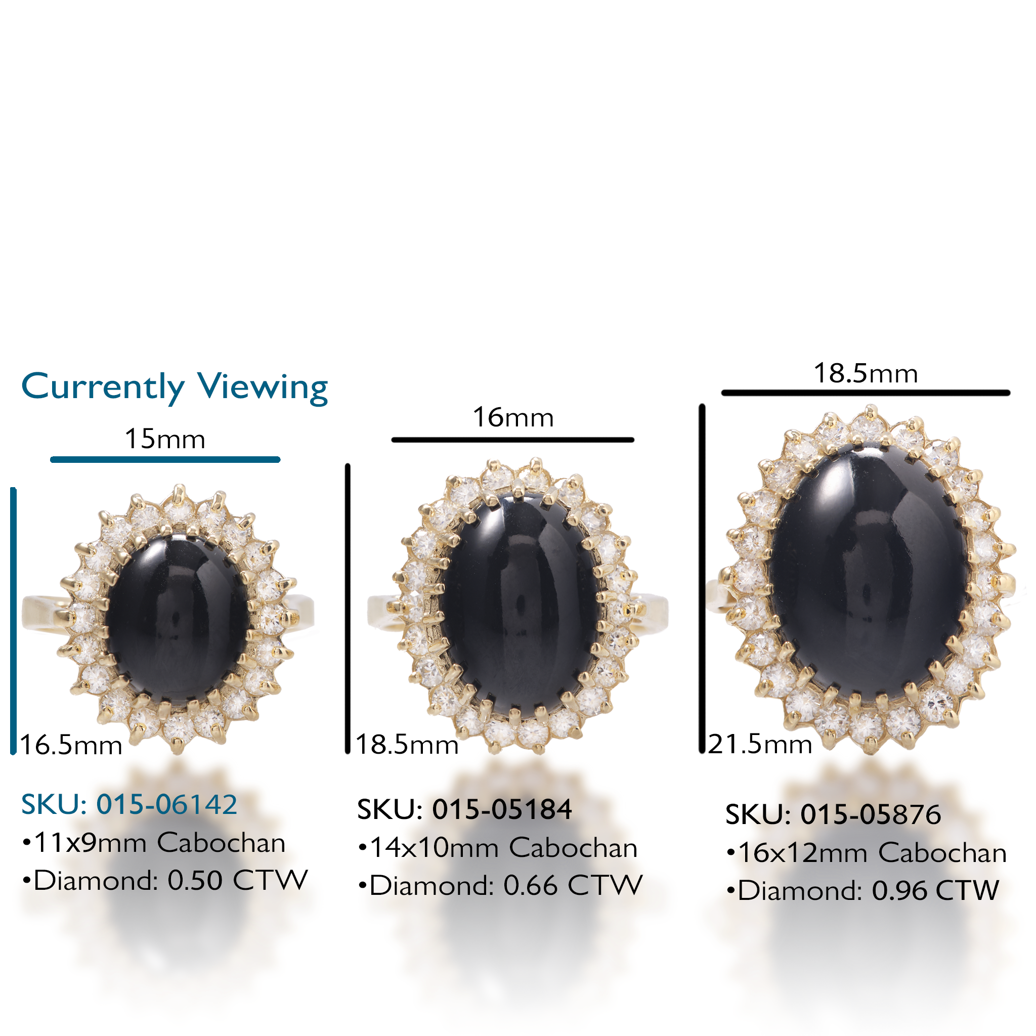 ダイヤモンドとゴールドの王女Ka'iulaniブラックコーラルリング - 11mm
