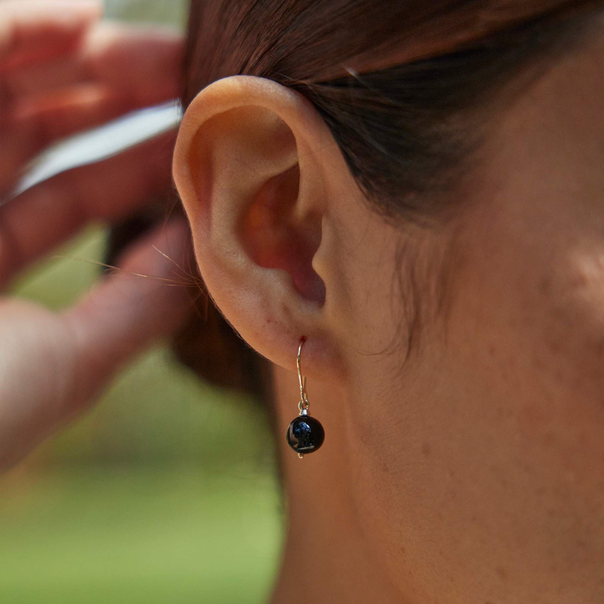 Hawaiian Black Coral Earrings in Gold - 7-7.9mm