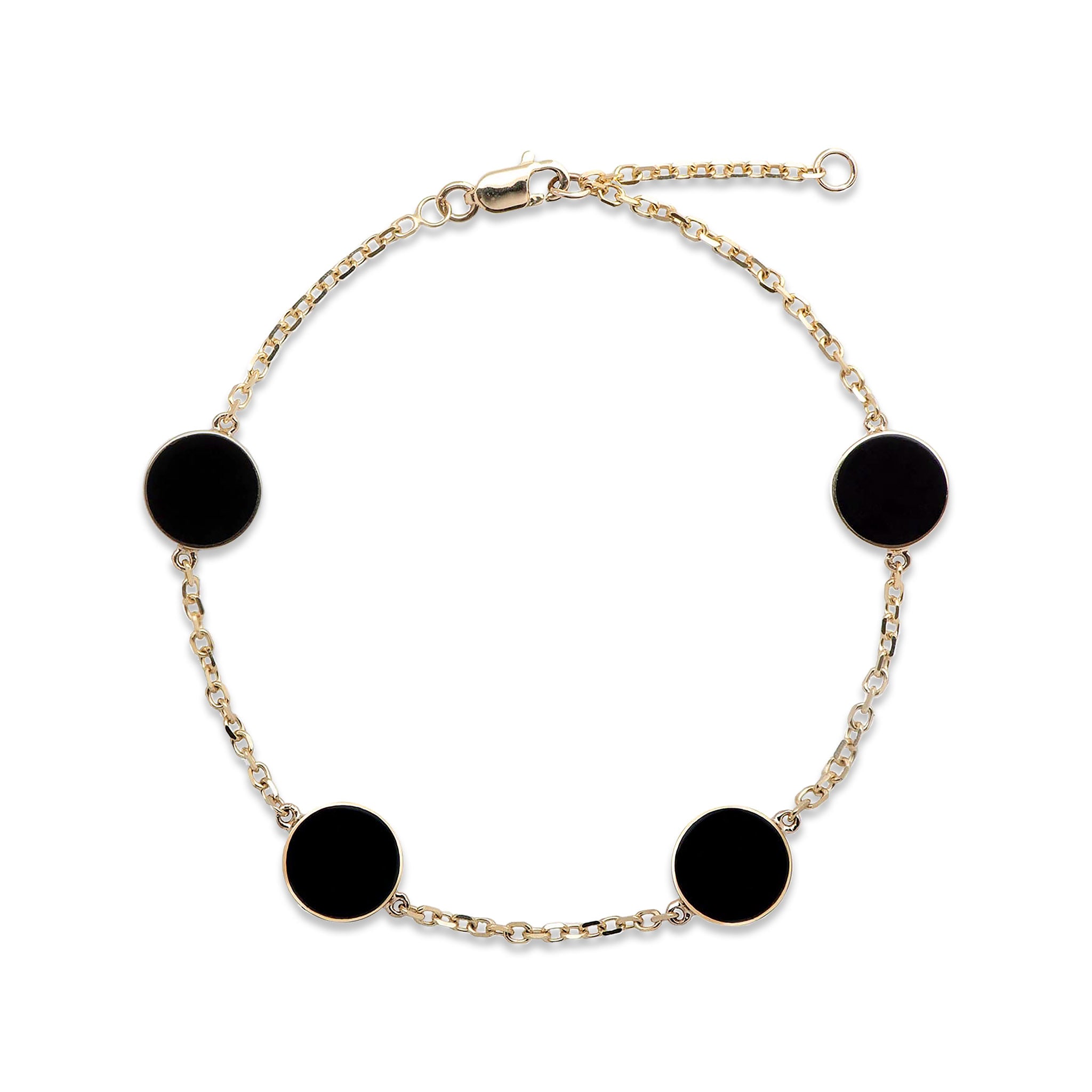 Adjustable 7.25-8" Eclipse Black Coral Bracelet in Gold - 9mm