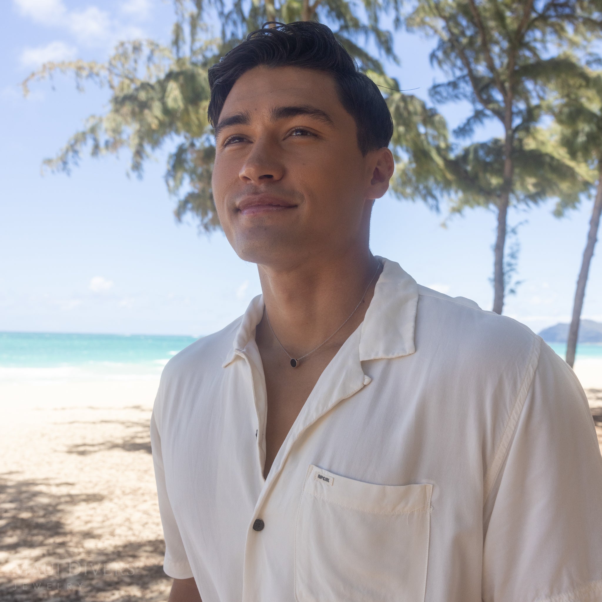 16-18" Adjustable Eclipse Flipside Black Coral & Mother of Pearl Necklace in White Gold - 9mm