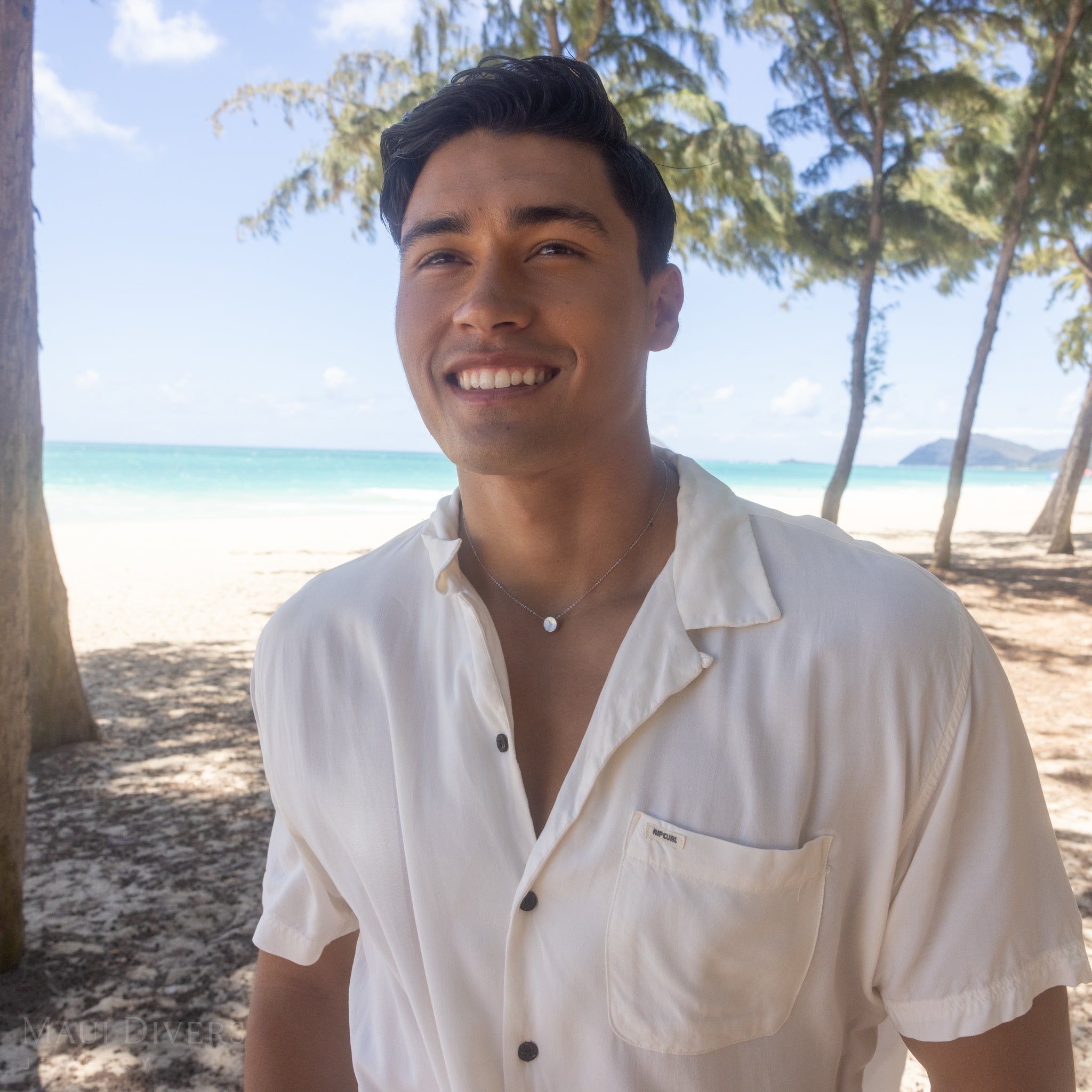 16-18" Adjustable Eclipse Flipside Black Coral & Mother of Pearl Necklace in White Gold - 9mm