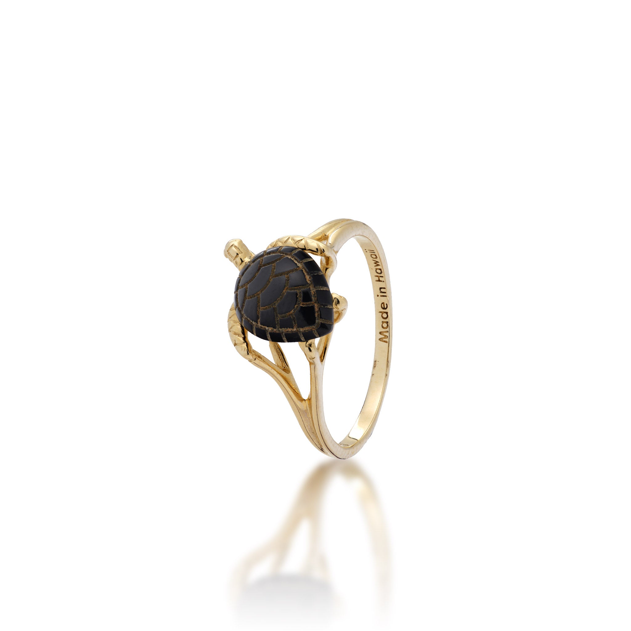 Honu Black Coral Ring in Gold - 11mm