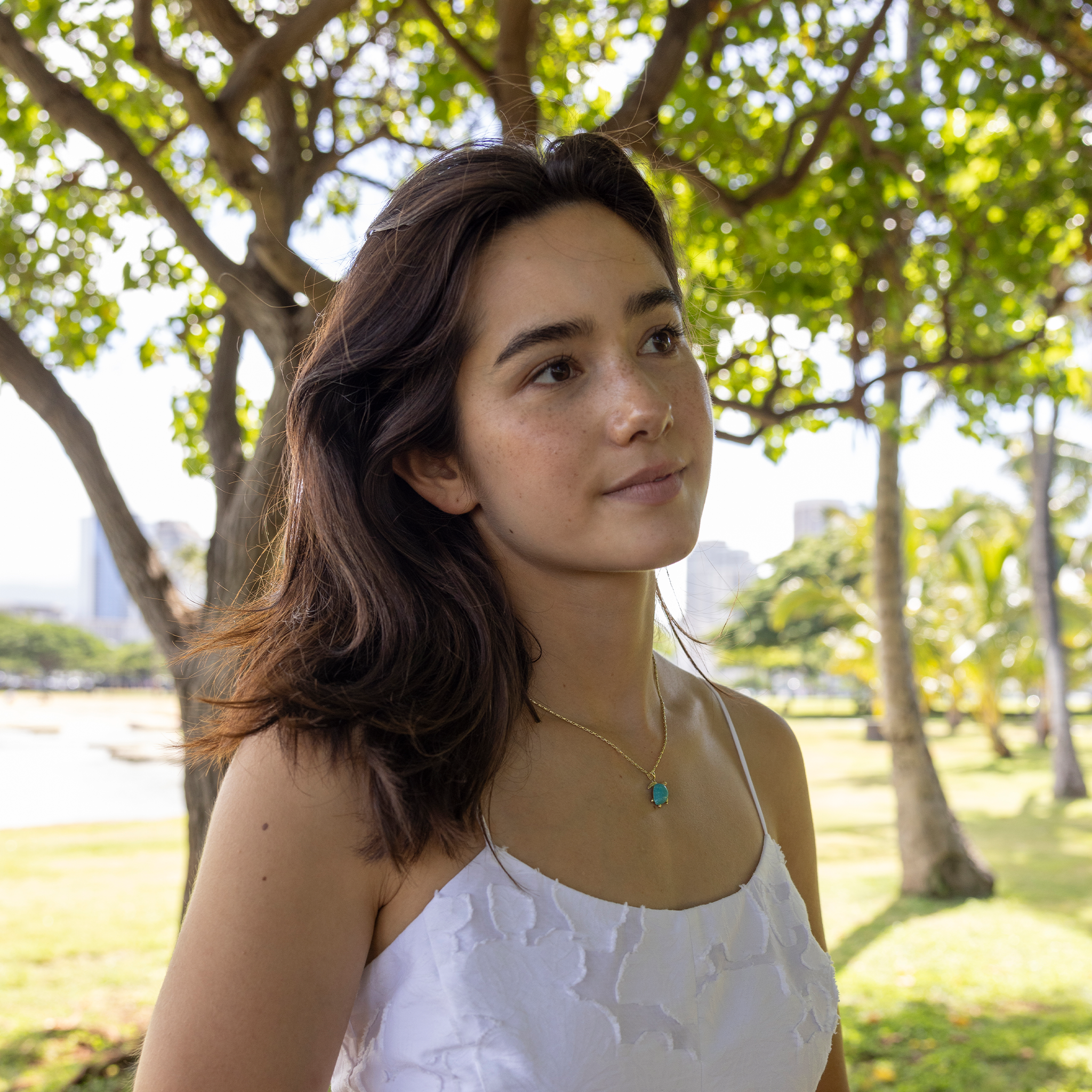 Honu Turquoise Pendant in Gold - 15mm