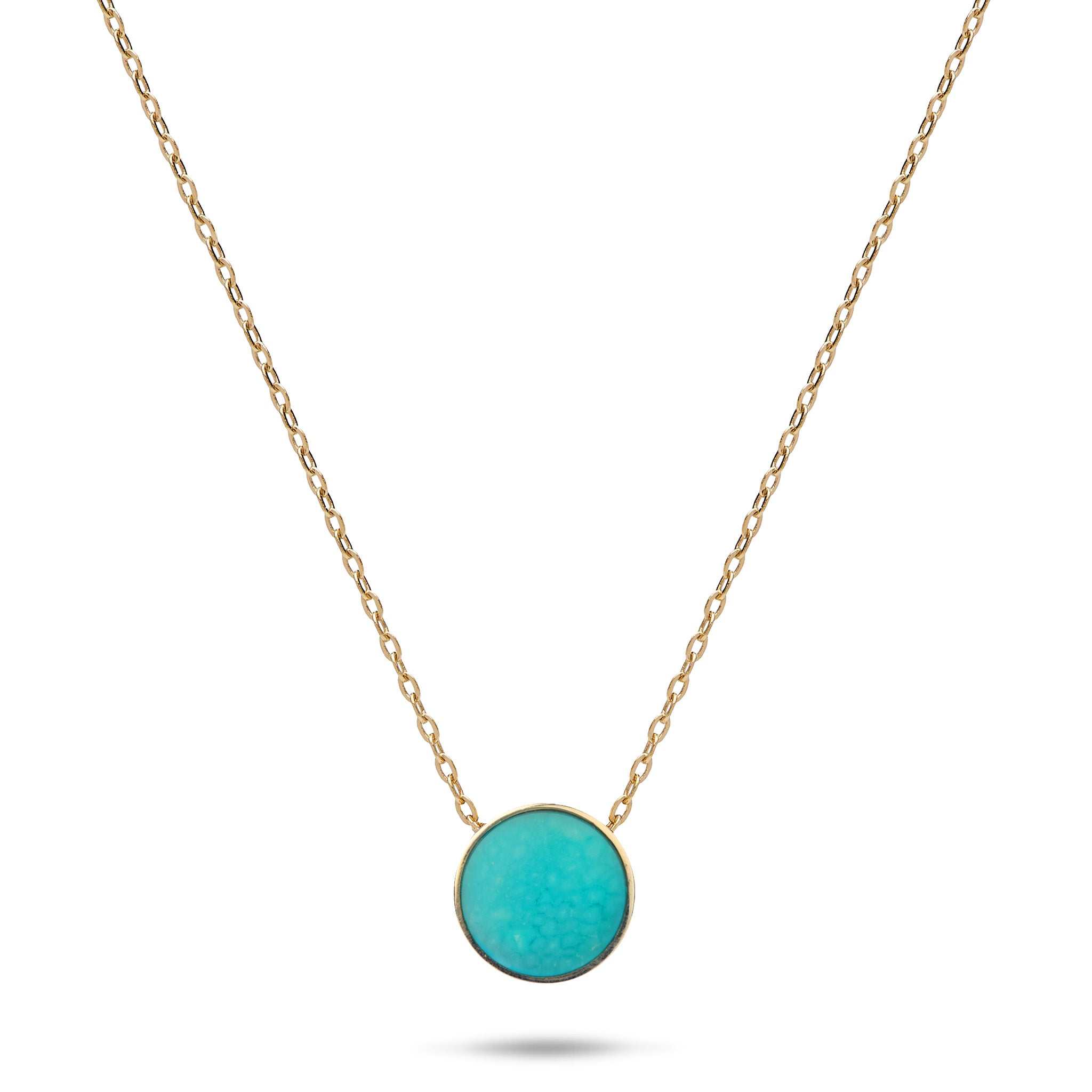 16-18 "調整可能なEclipse Flipside Turquoise&Mother of Pearl Necklace in Gold -9mm