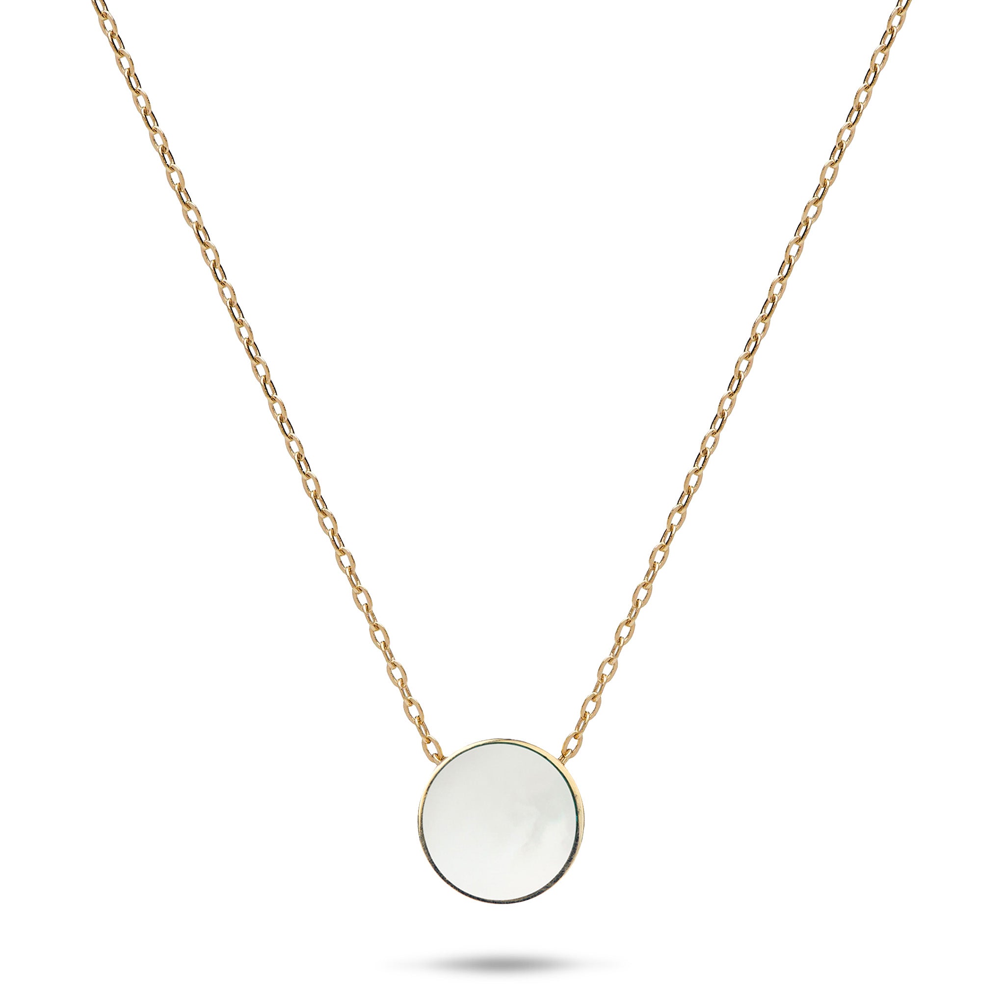 16-18 "調整可能なEclipse Flipside Turquoise&Mother of Pearl Necklace in Gold -9mm