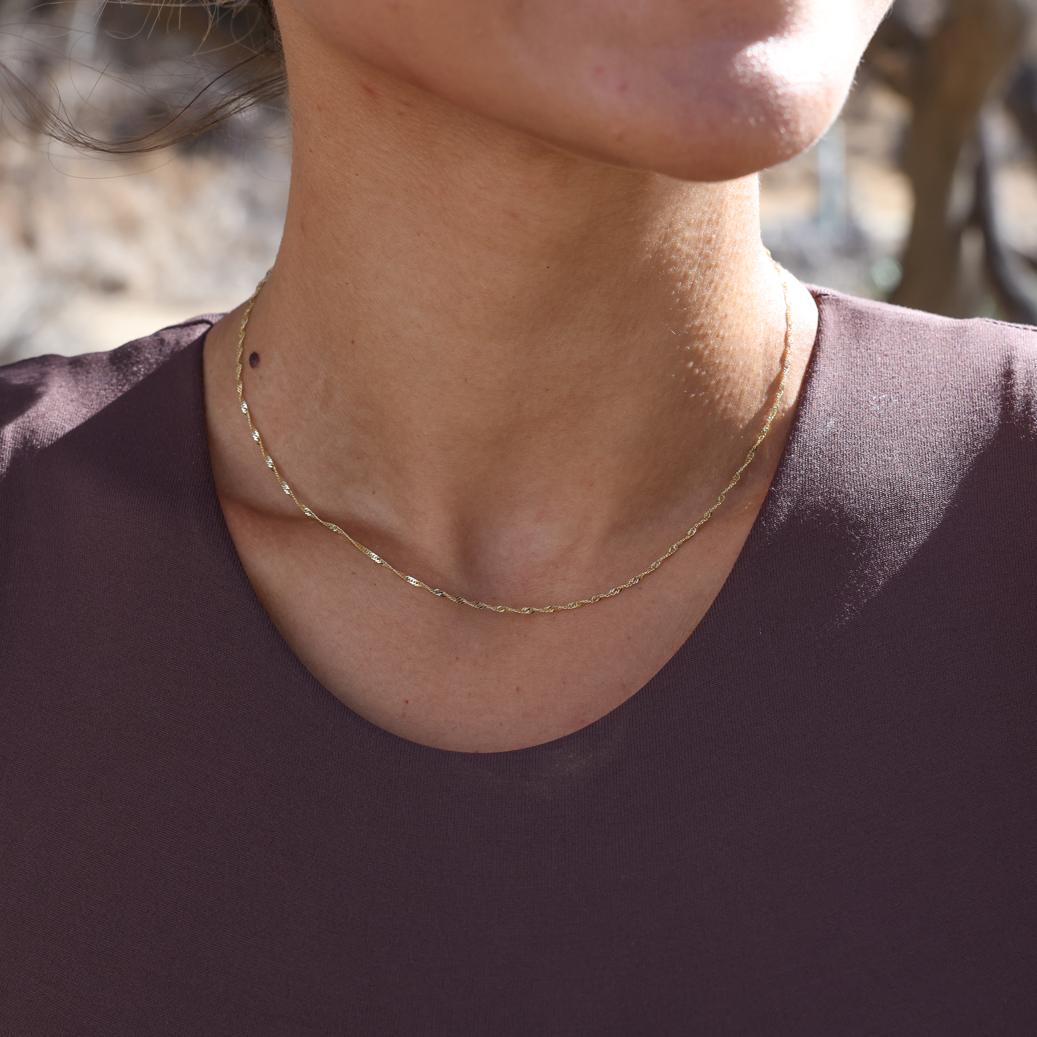 1.5mm Singapore Chain in 10k Gold