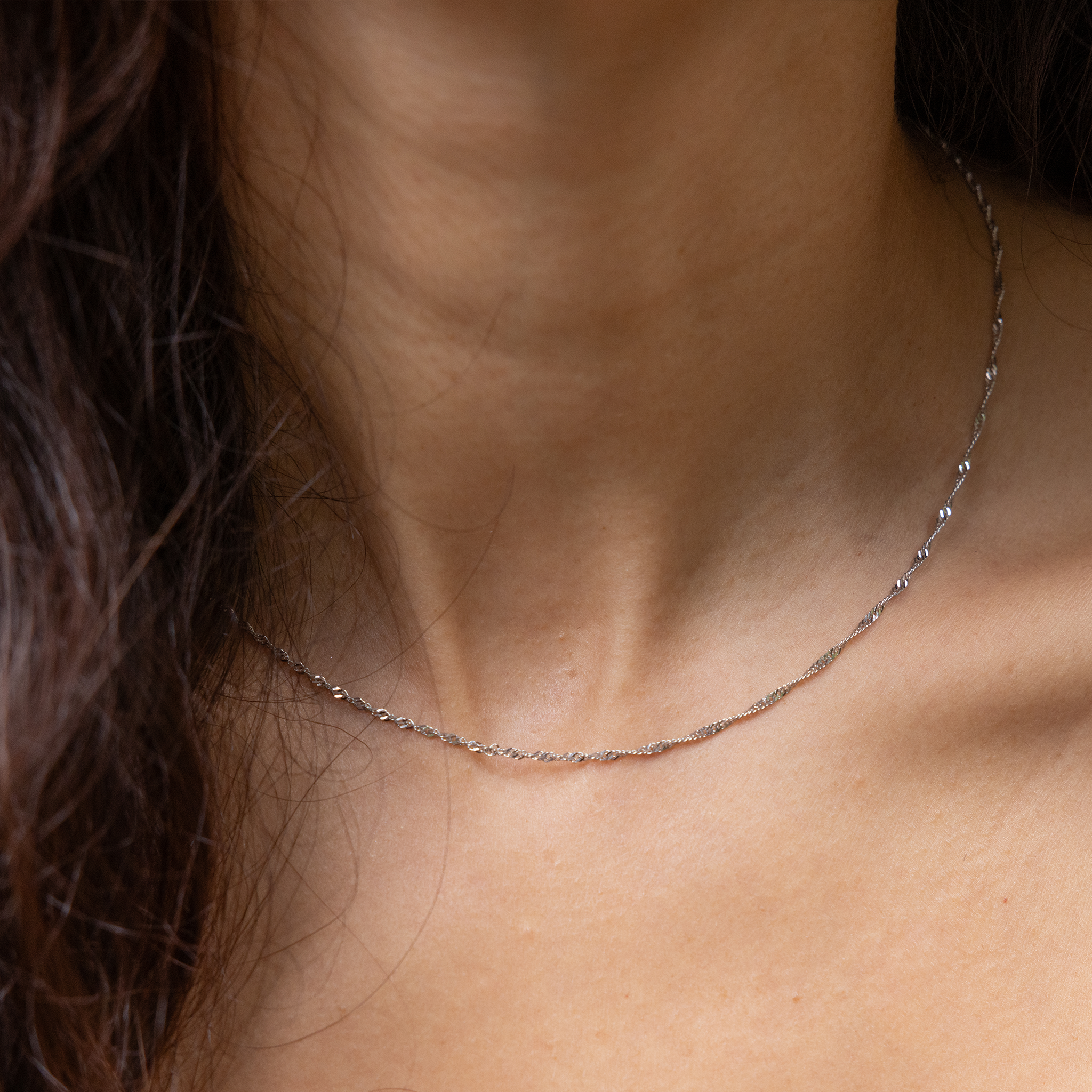 1.5mm Singapore Chain in 10k White Gold