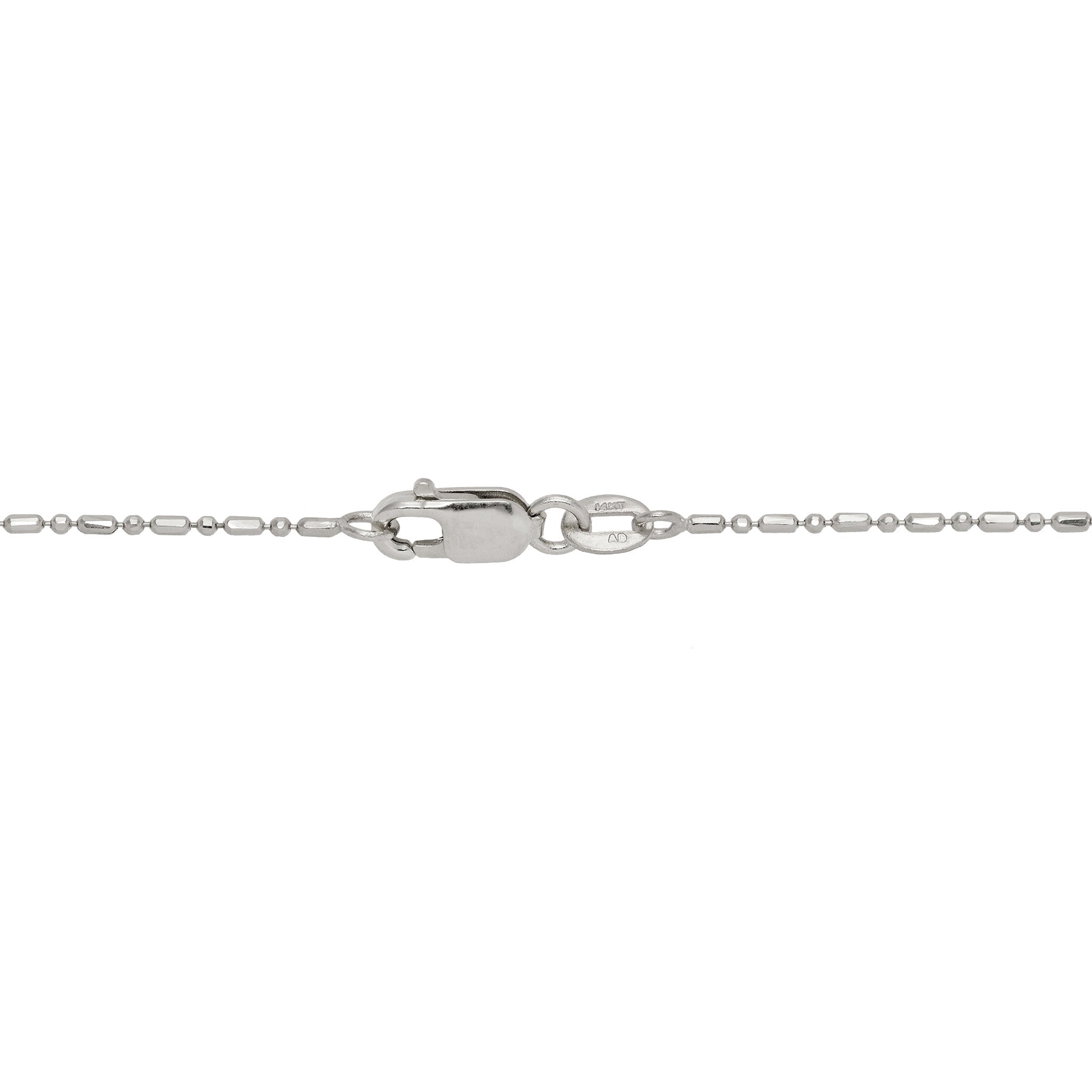 1.0mm Bar Ball Chain in White Gold with Lobster Claw Clasp
