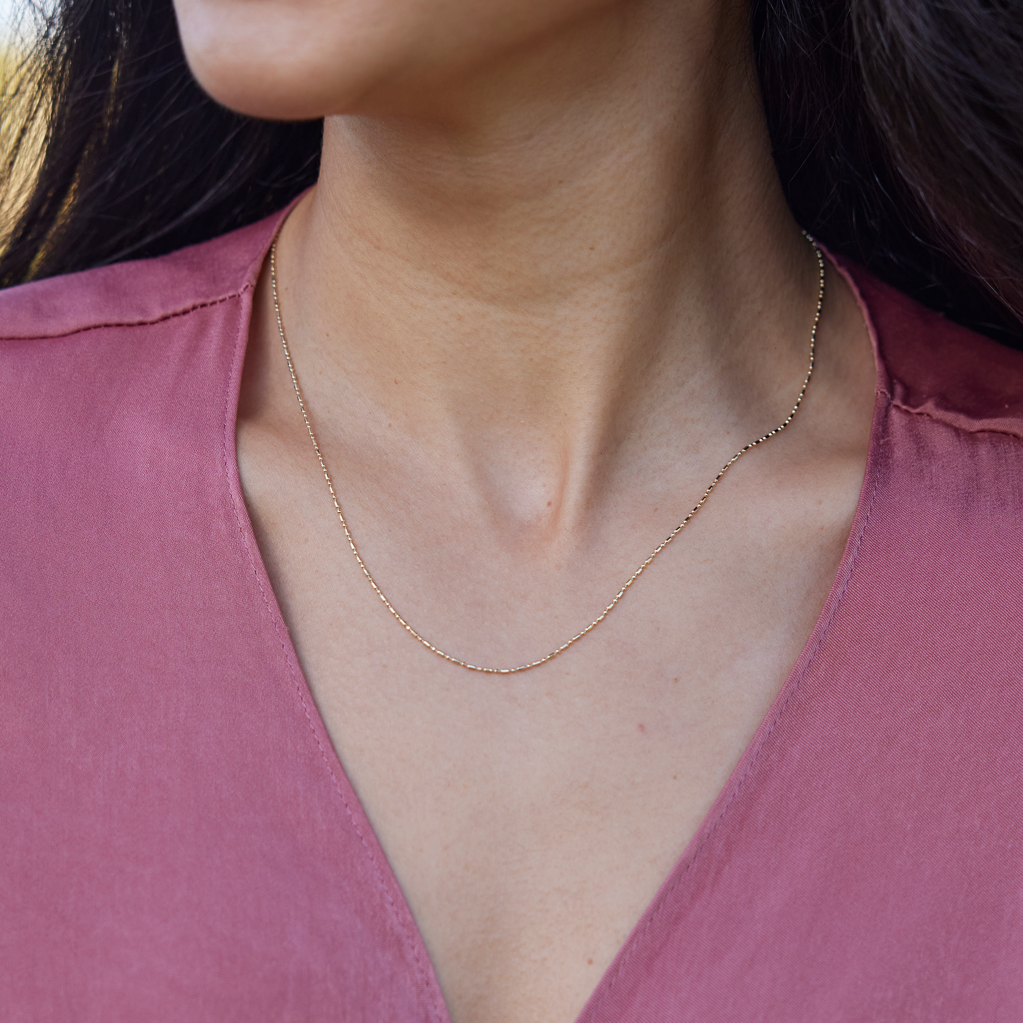 1.0mm Bar Ball Chain in Gold