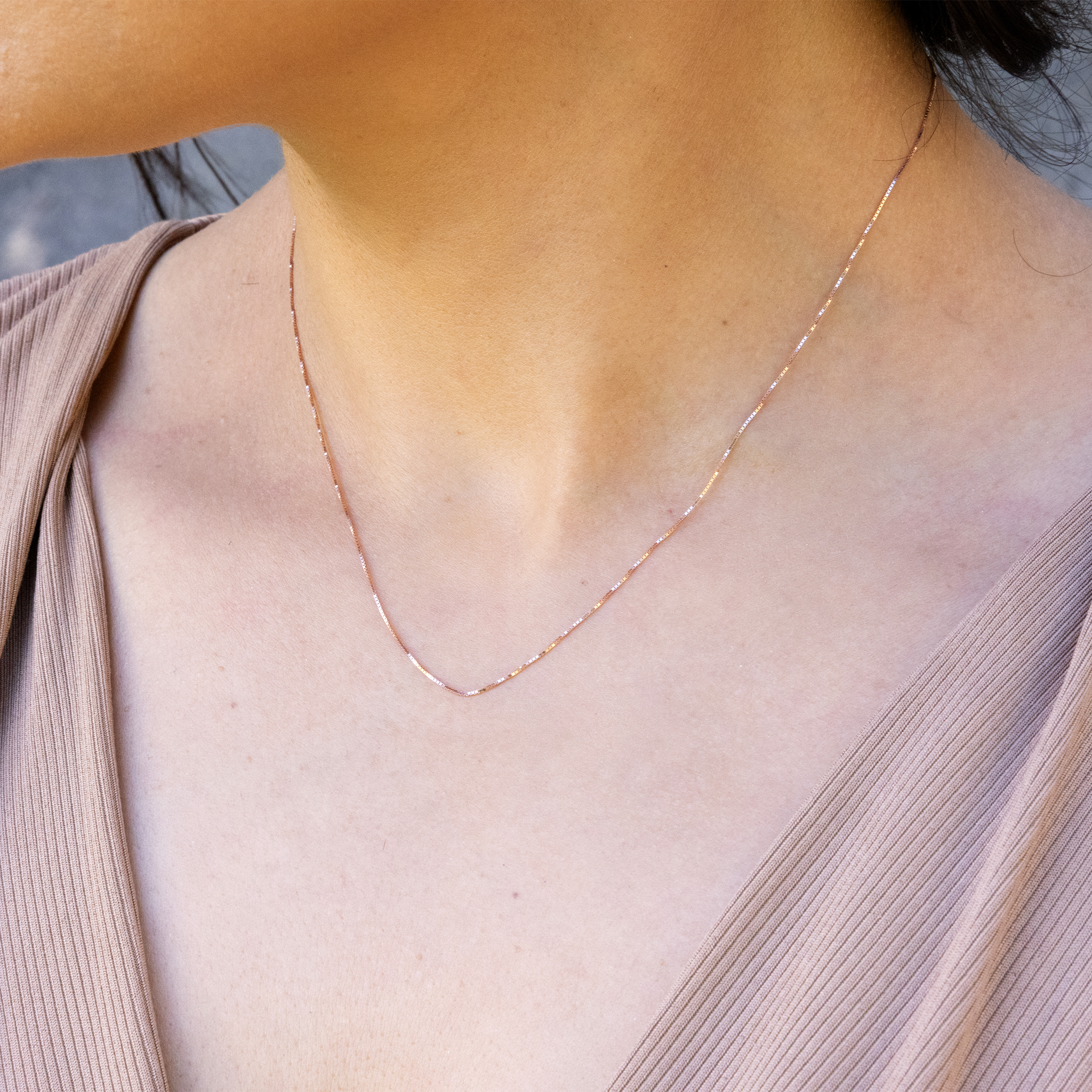 0.6mm Lite Box Chain in Rose Gold
