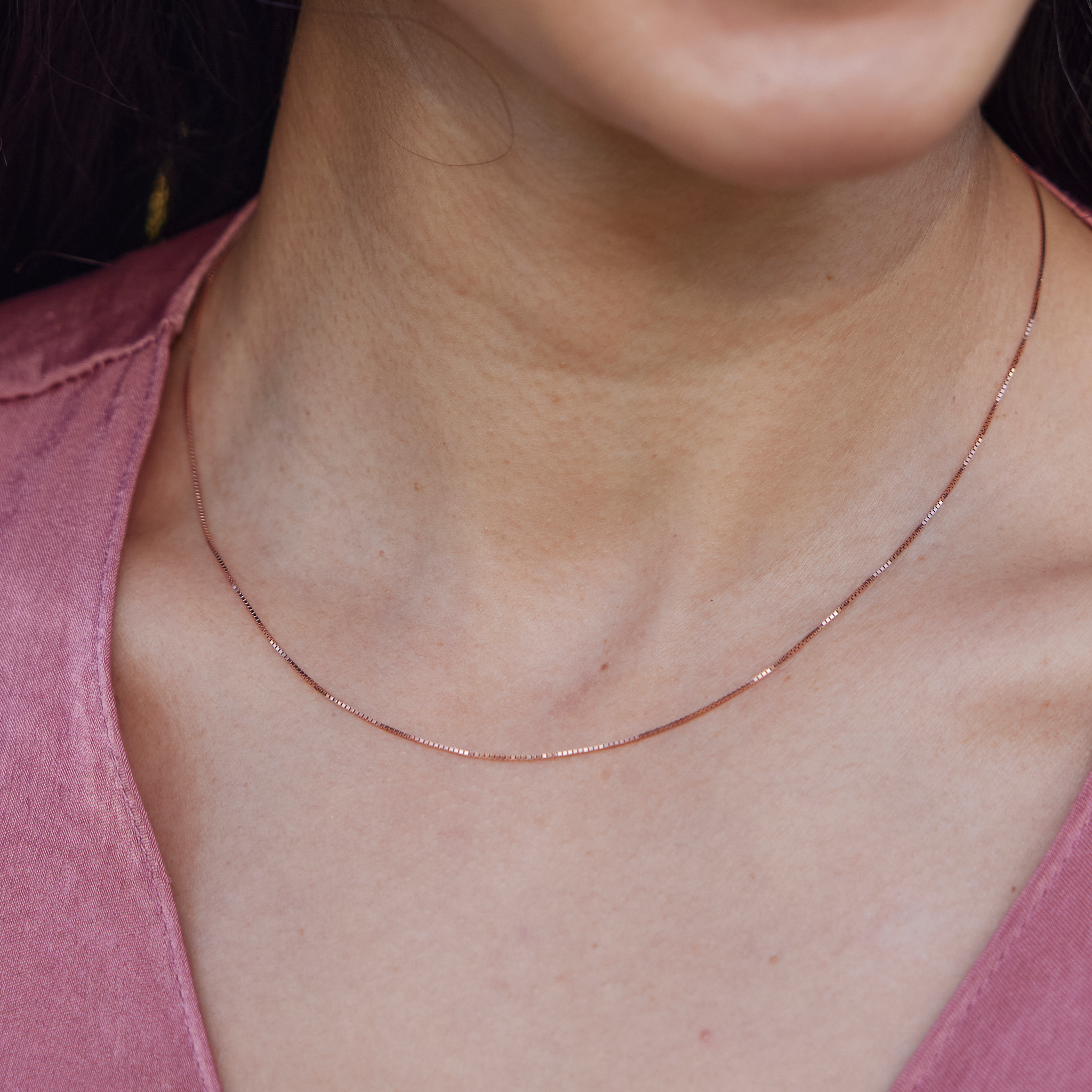 0.8mm Venetian Box Chain in Rose Gold