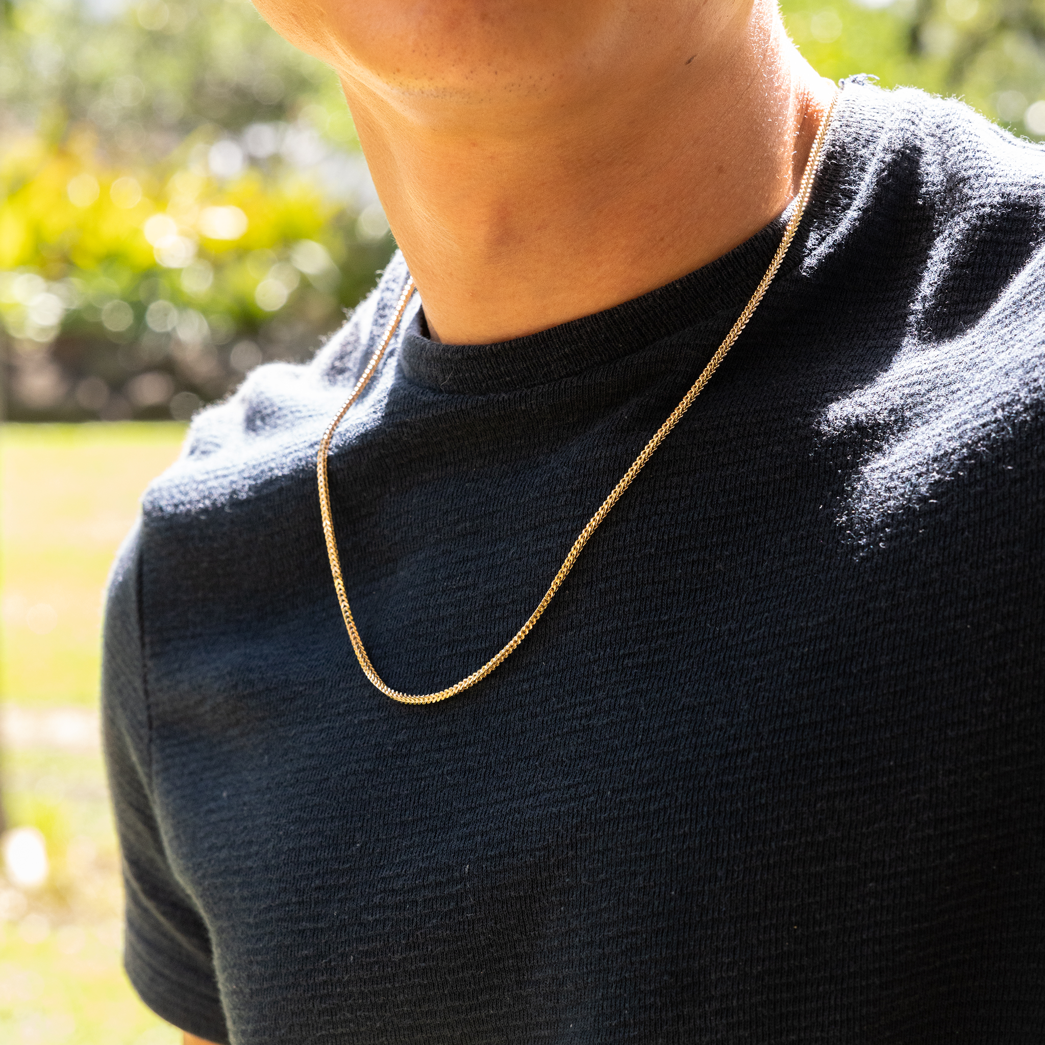 22" 2.5mm Hollow Franco Chain in Gold