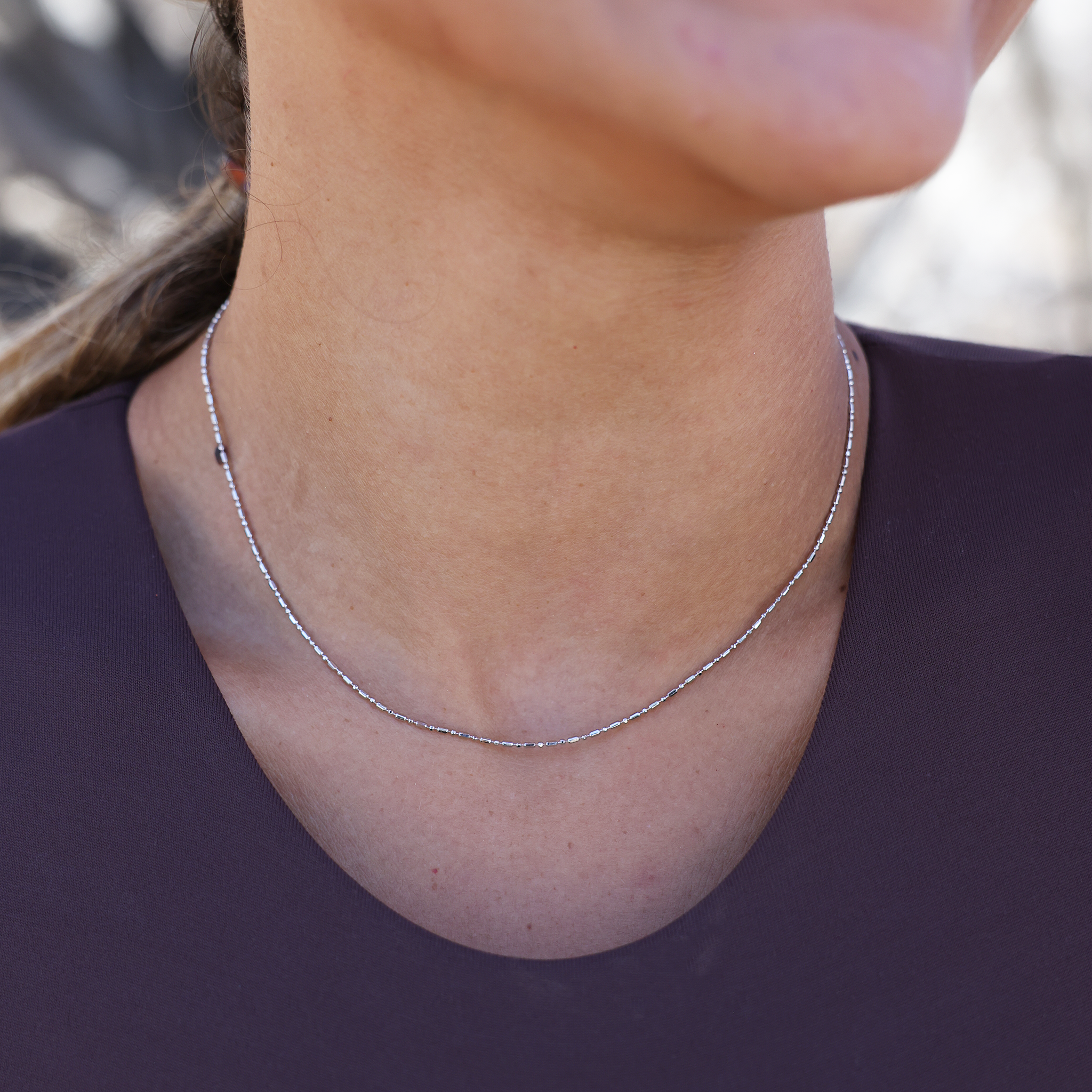 1.0mm Ball Bar Chain in Sterling Silver