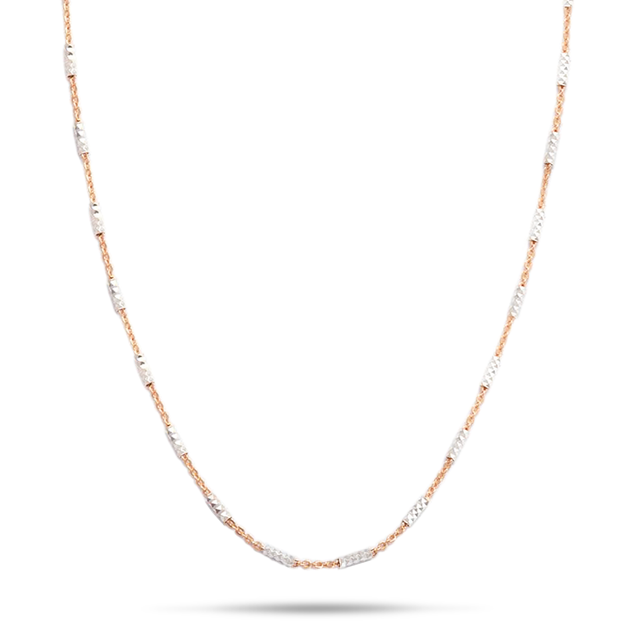 1.0mm Tube Chain in Two Tone Sterling Silver