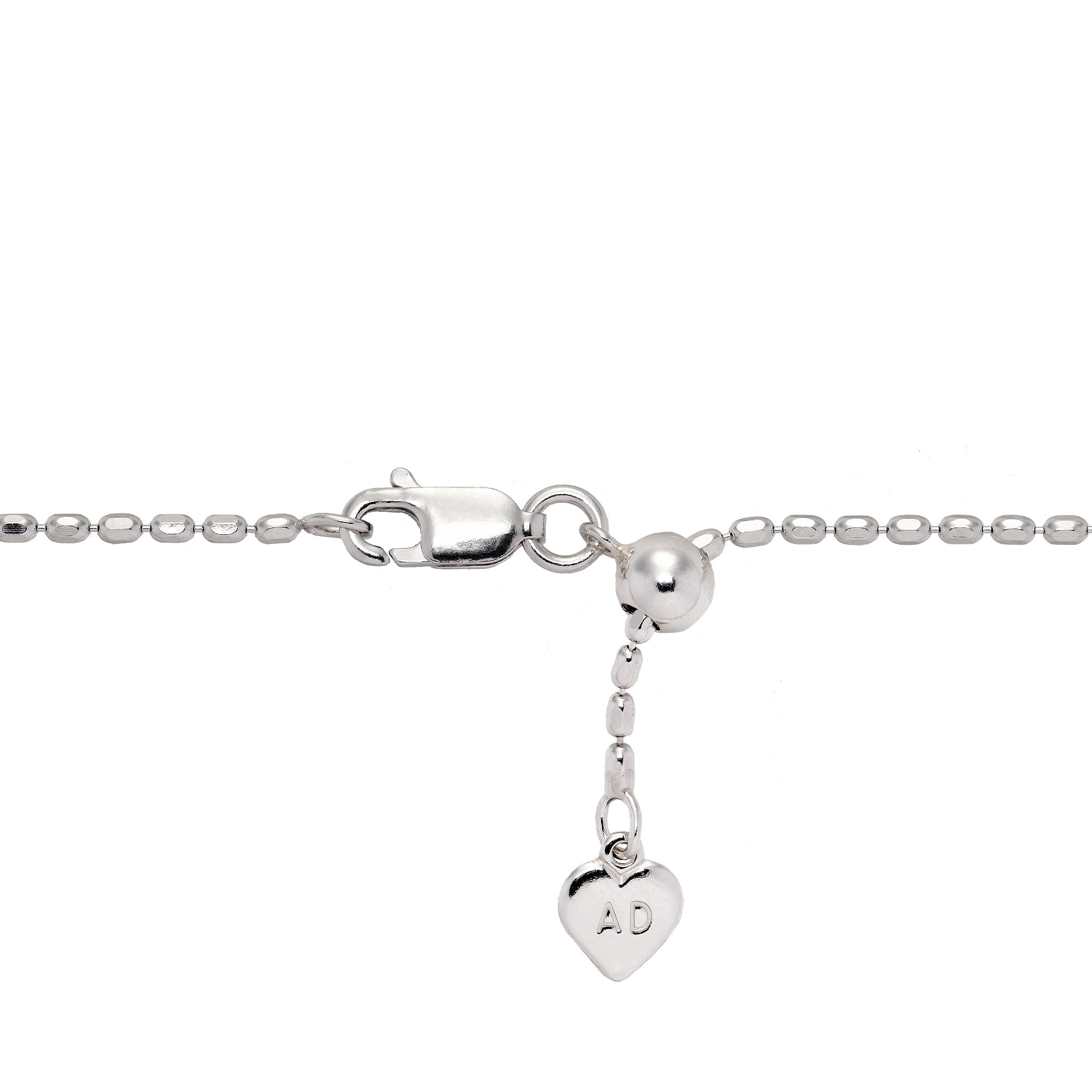 1.5mm Bar Chain in Sterling Silver with Lobster Claw Clasp and Adjustable Ball Mechanism
