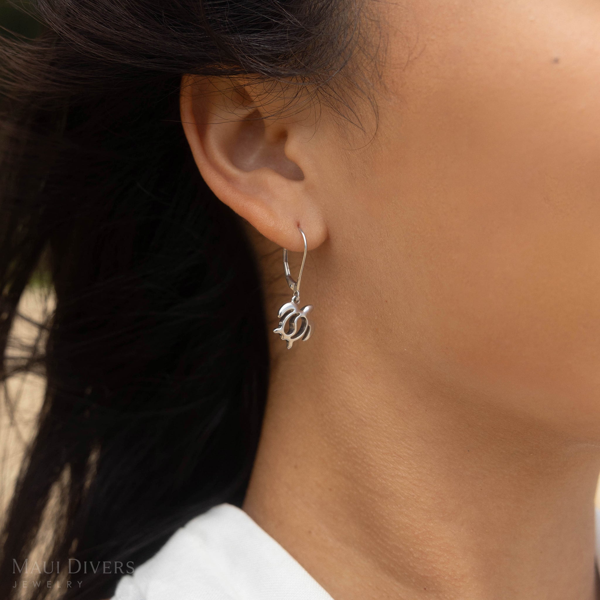Honu Yin Yang Earrings in Sterling Silver - 13mm
