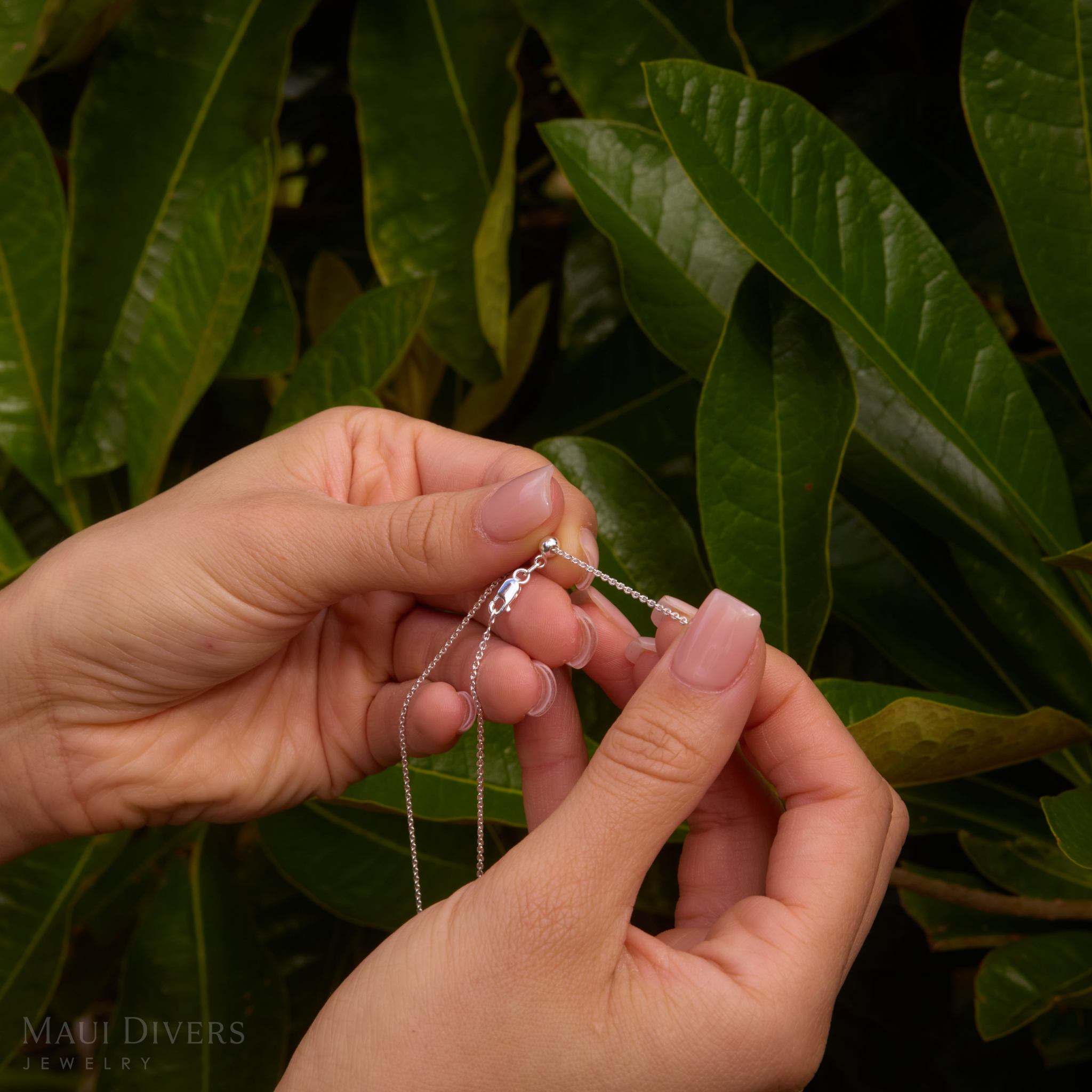 スターリングシルバーの24 "調節可能なプルメリア白いサファイアネックレス - 20mm