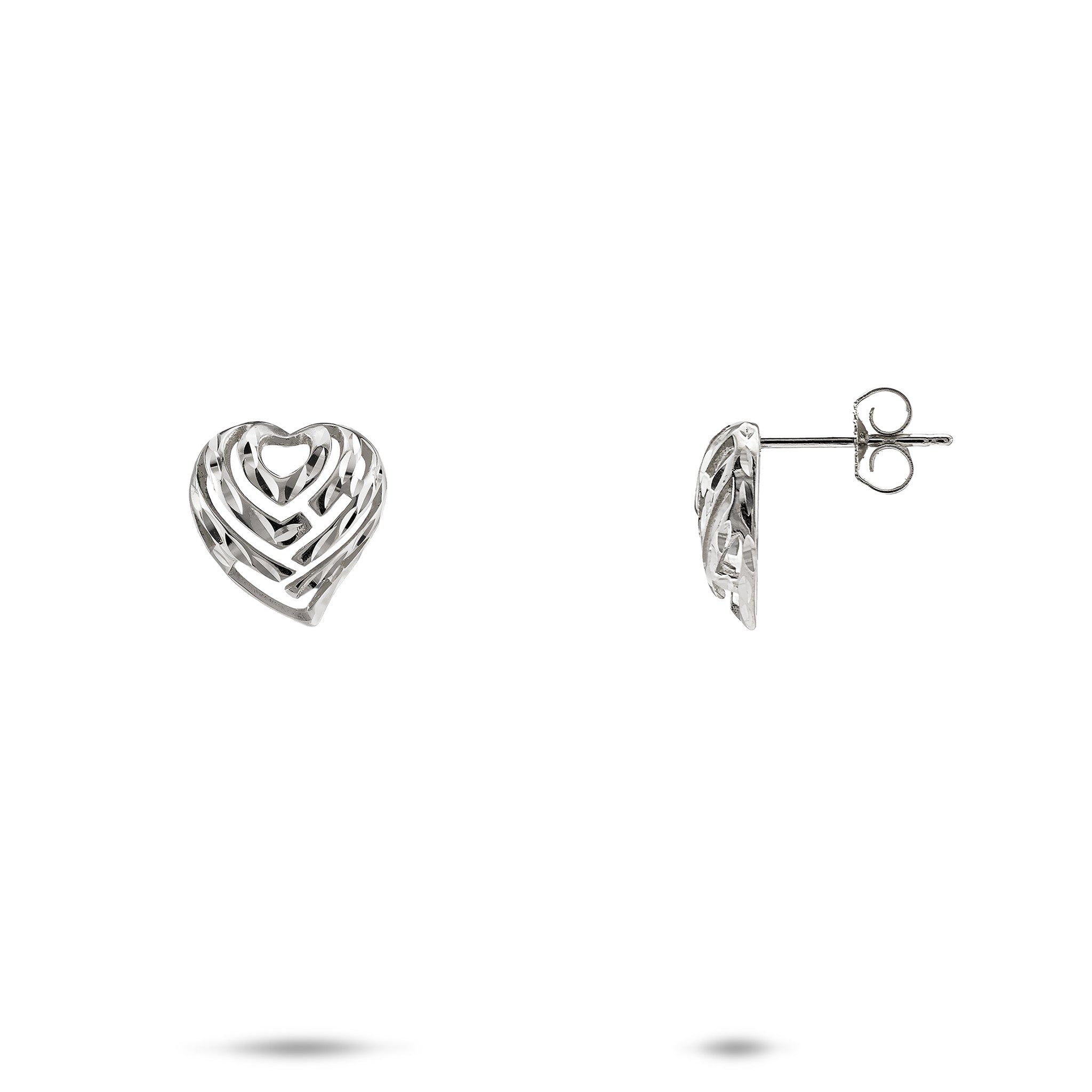 Aloha Heart Earrings in Sterling Silver - 10mm