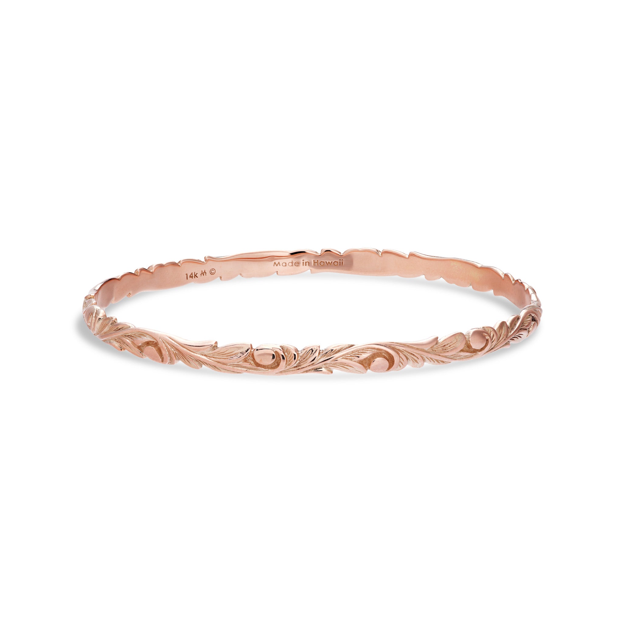 Hawaiian Heirloom Old English Scroll Bracelet in Rose Gold - 4.5mm