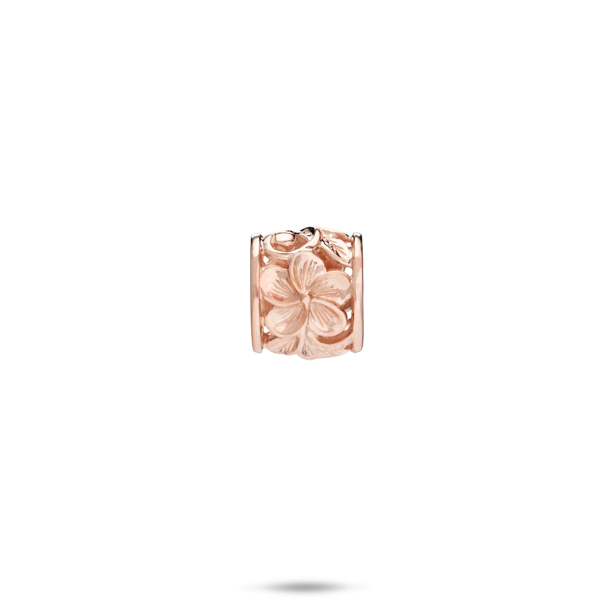 Hawaiian Heirloom Plumeria Barrel Pendant in Rose Gold - 11mm