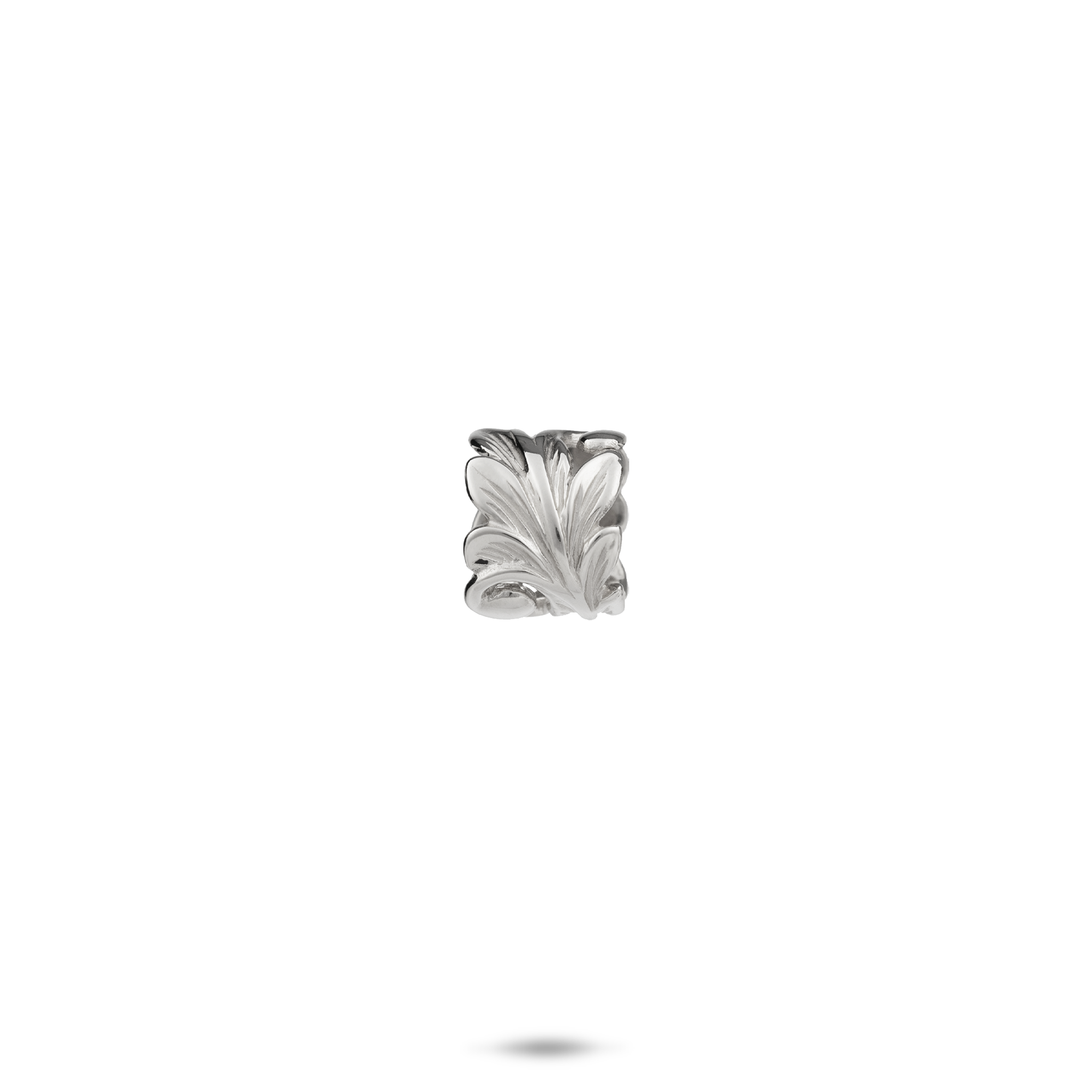 Hawaiian Heirloom Maile Scroll Barrel Pendant in White Gold - 8mm