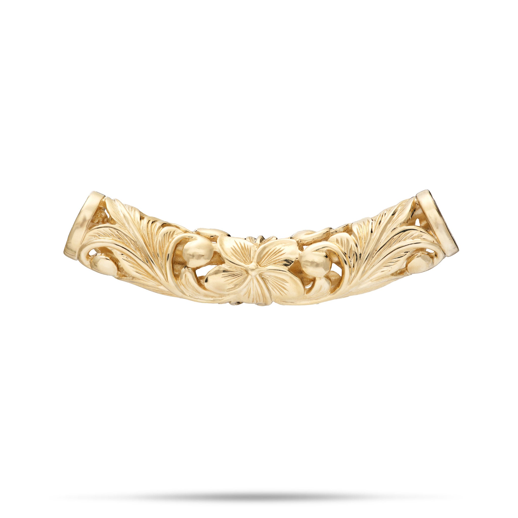 Hawaiian Heirloom Plumeria Barrel Pendant in Gold - 39mm