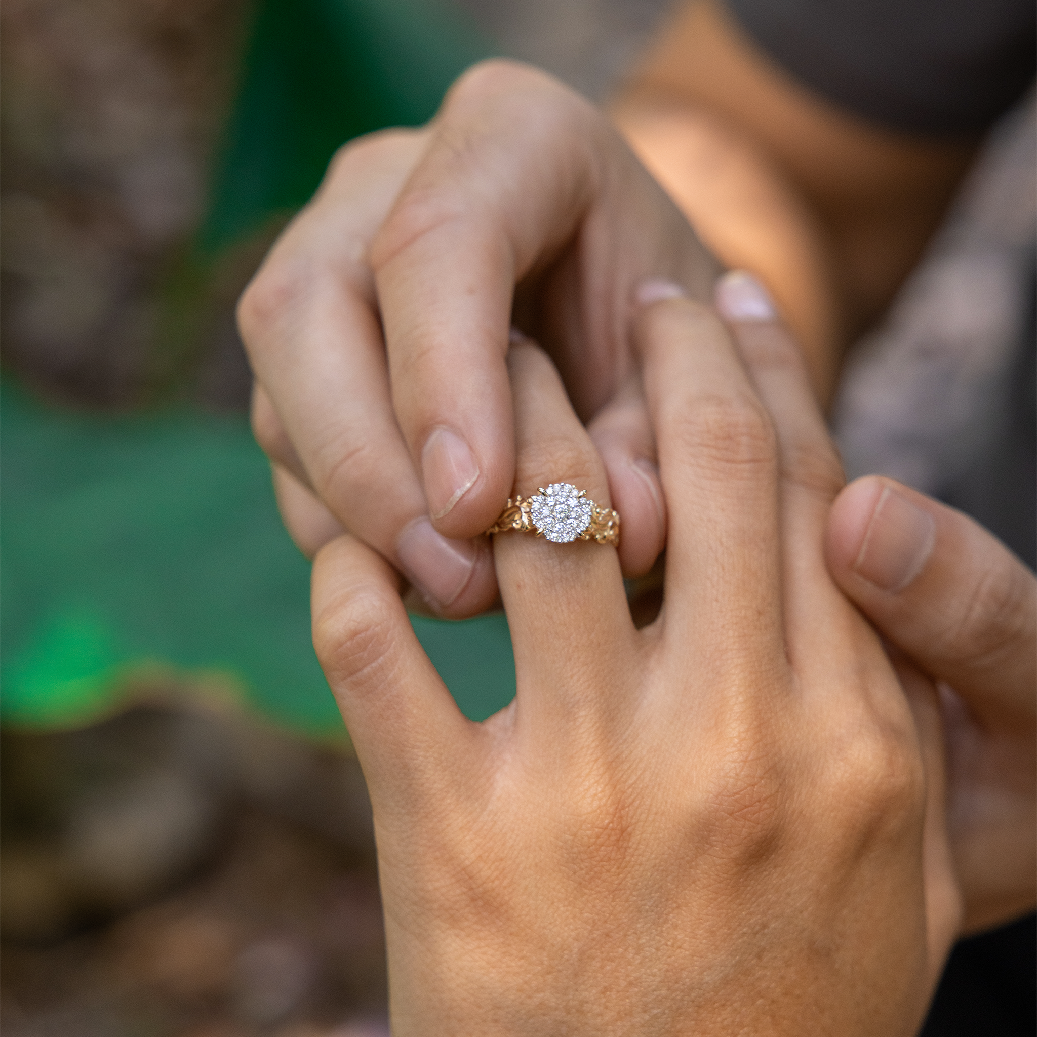 Living Heirloom Engagement Ring in Gold with Diamonds