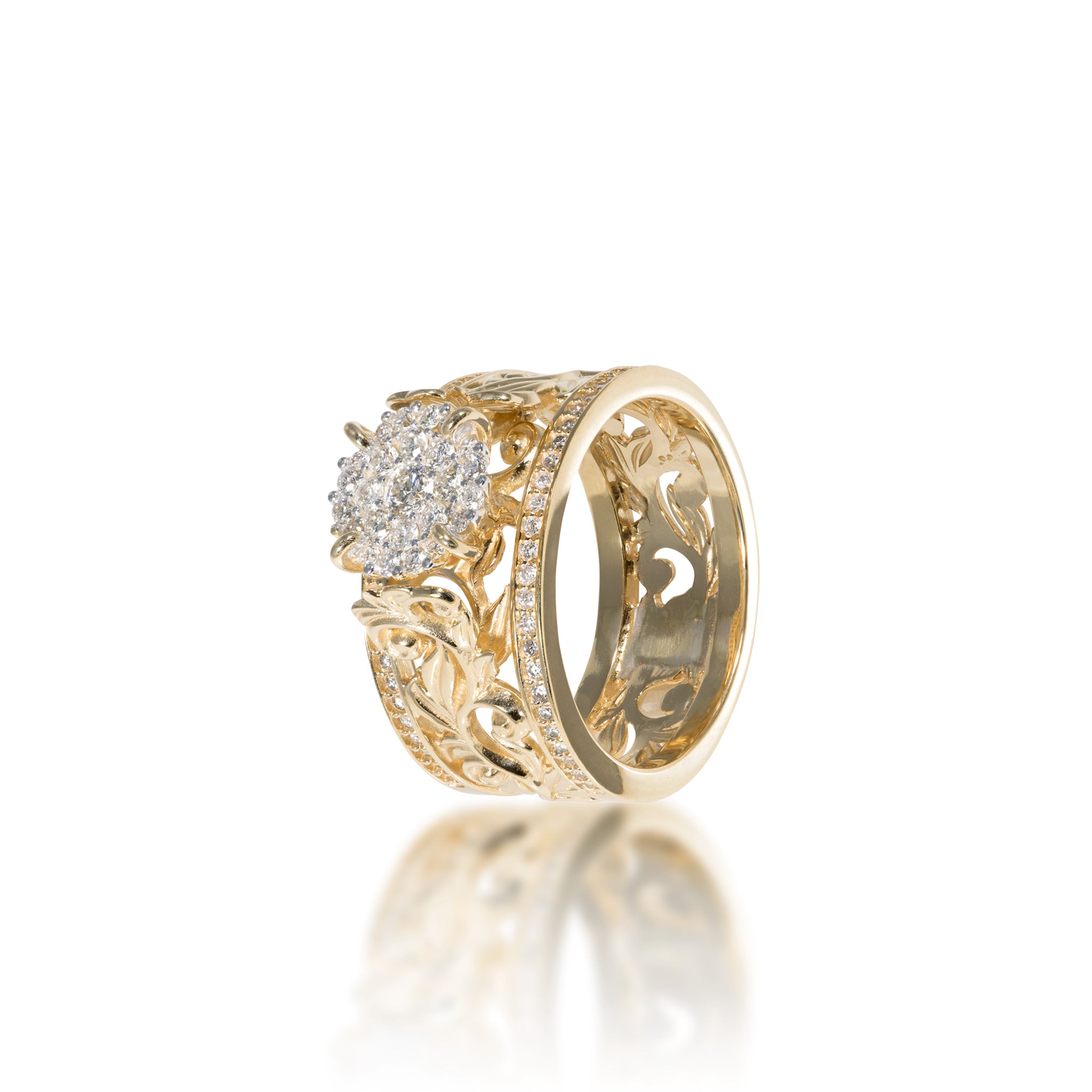 Living Heirloom Engagement Ring in Gold with Diamonds - 10mm