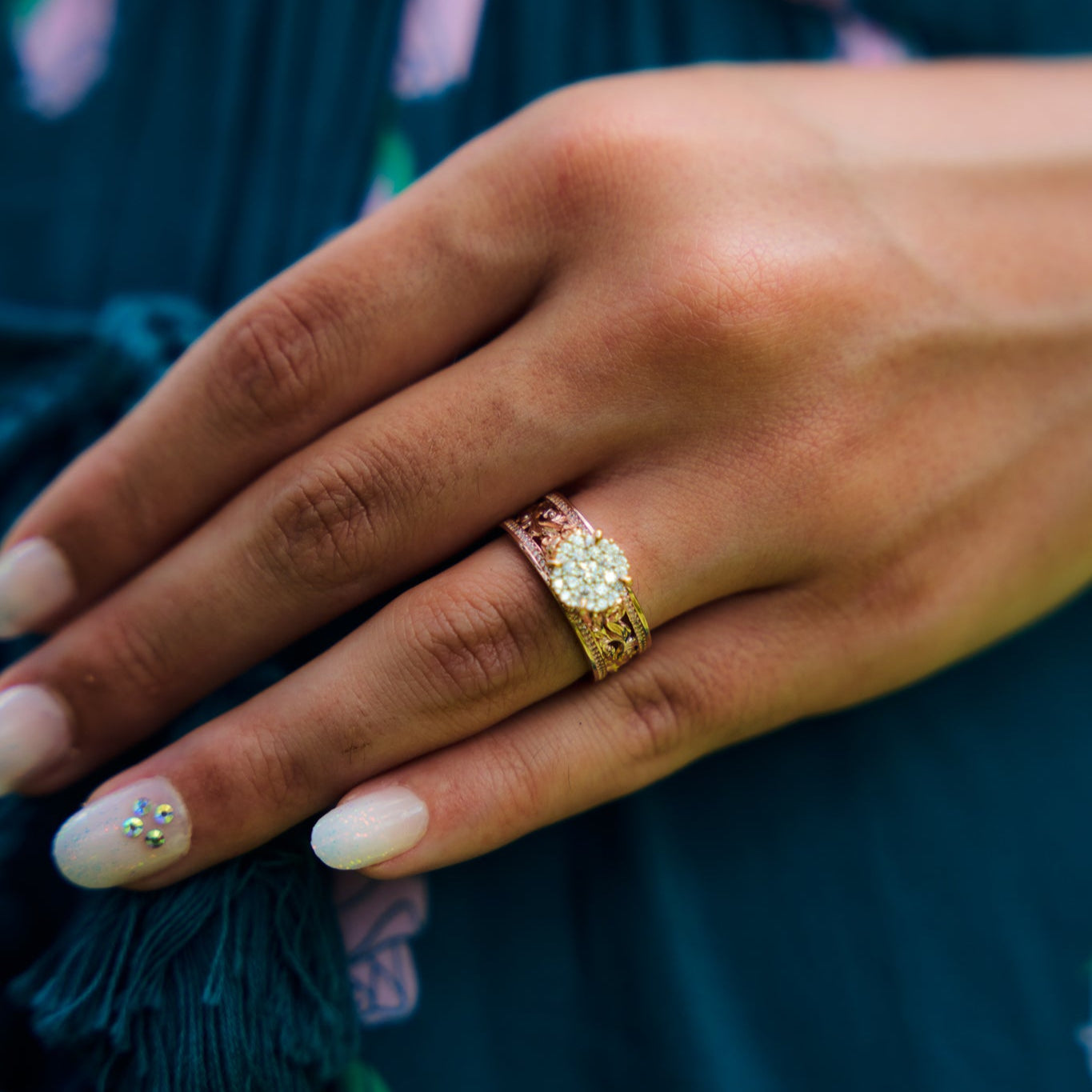 Living Heirloom Engagement Ring in Rose Gold with Diamonds - 7mm