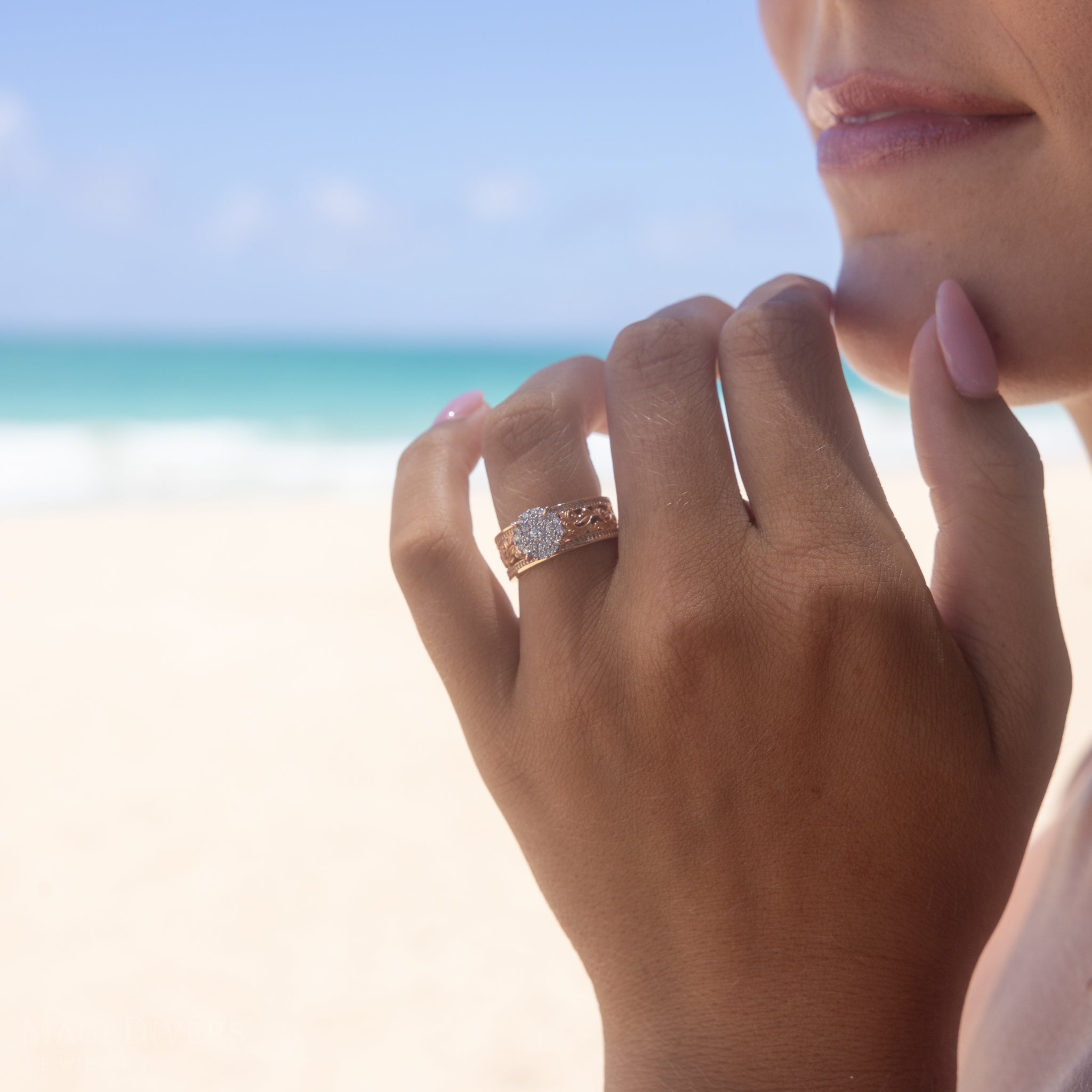 Living Heirloom Engagement Ring in Rose Gold with Diamonds - 7mm