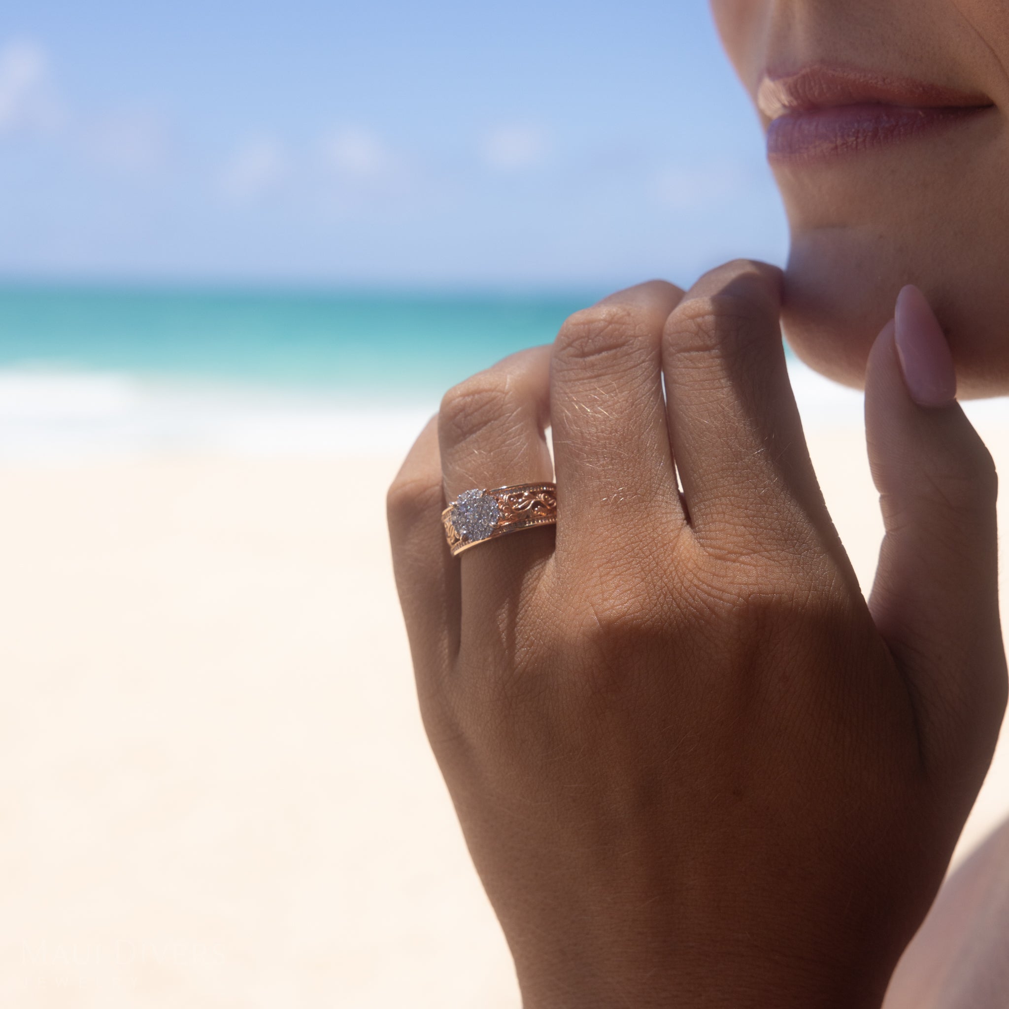 Living Heirloom Engagement Ring in Rose Gold with Diamonds - 7mm