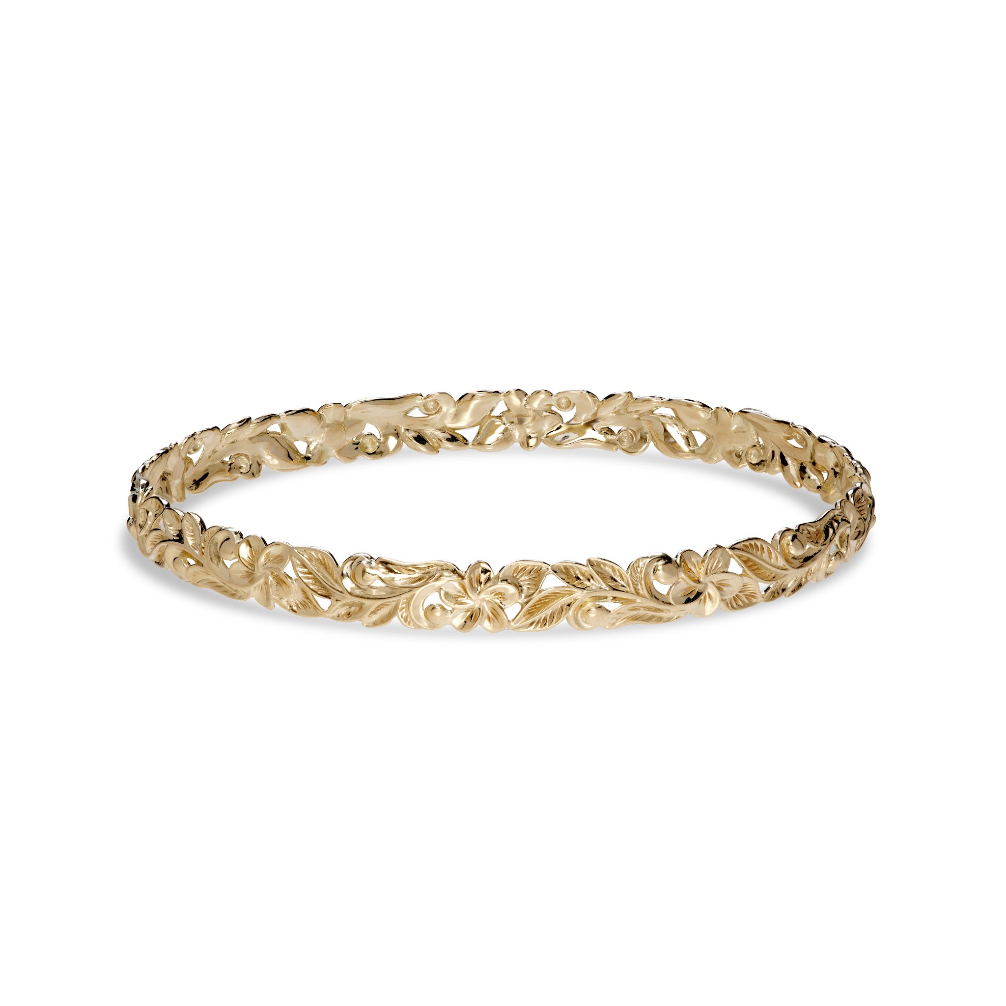 Hawaiian Heirloom Plumeria Bracelet in Gold - 6mm