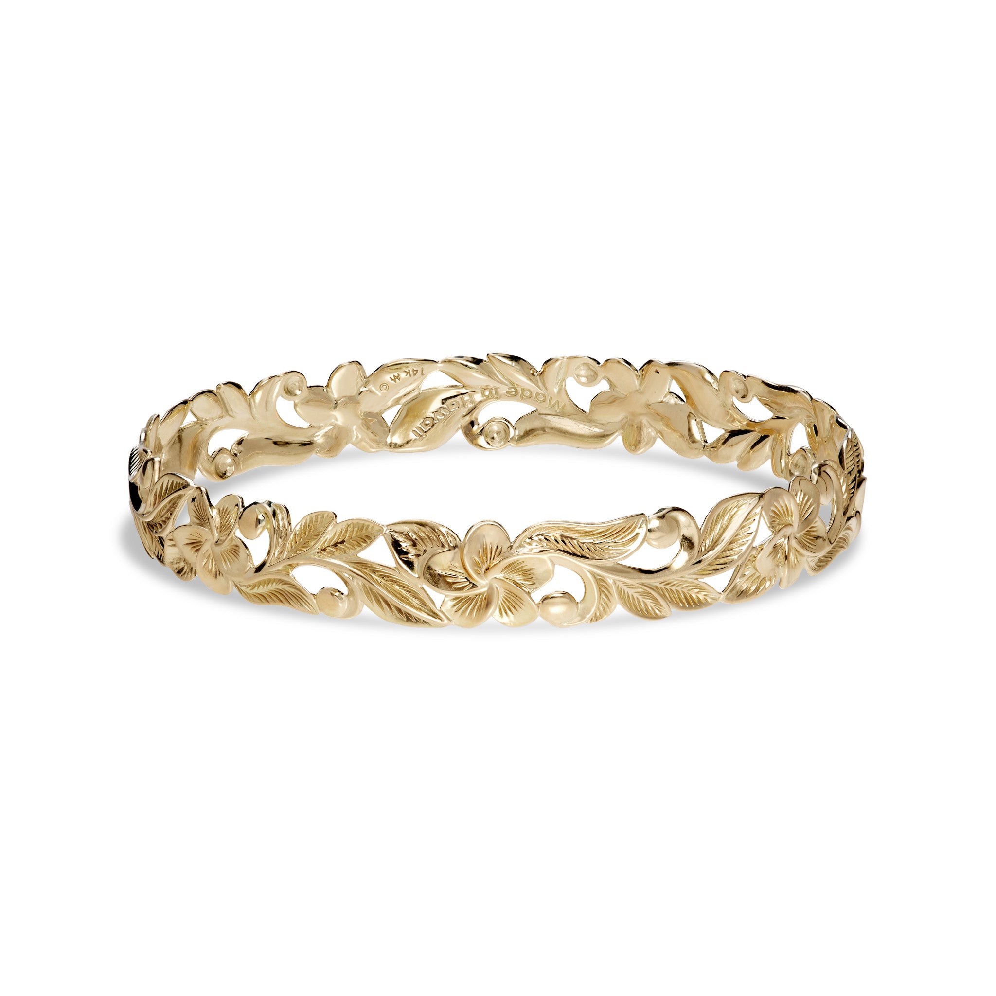 Hawaiian Heirloom Plumeria Bracelet in Gold - 10mm