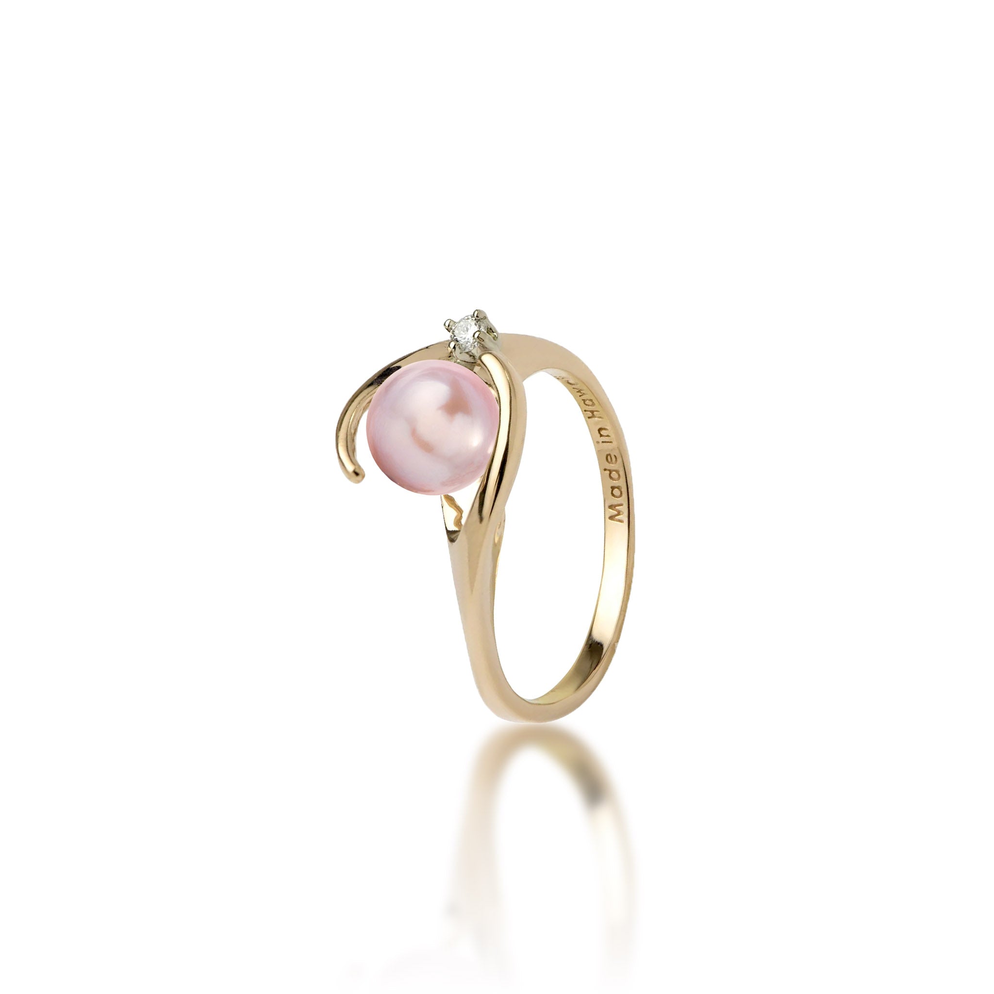 Pick A Pearl Caressing Hands Ring in Gold with Diamond