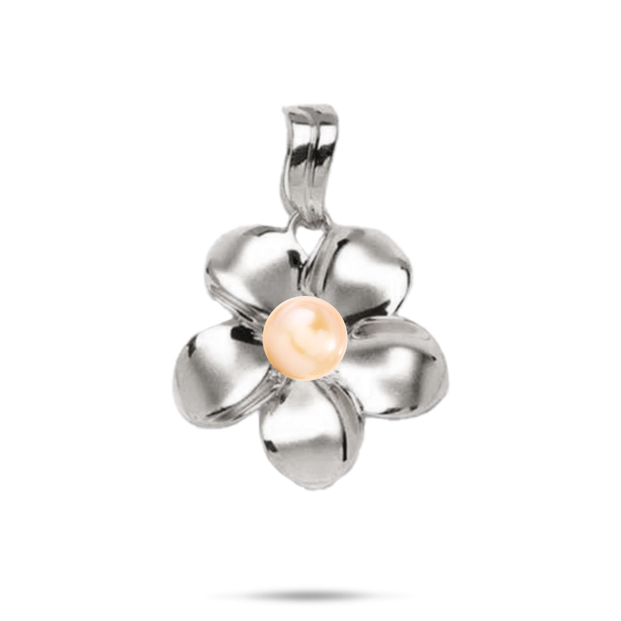 Pick A Pearl Plumeria Pendant in White Gold - 23mm
