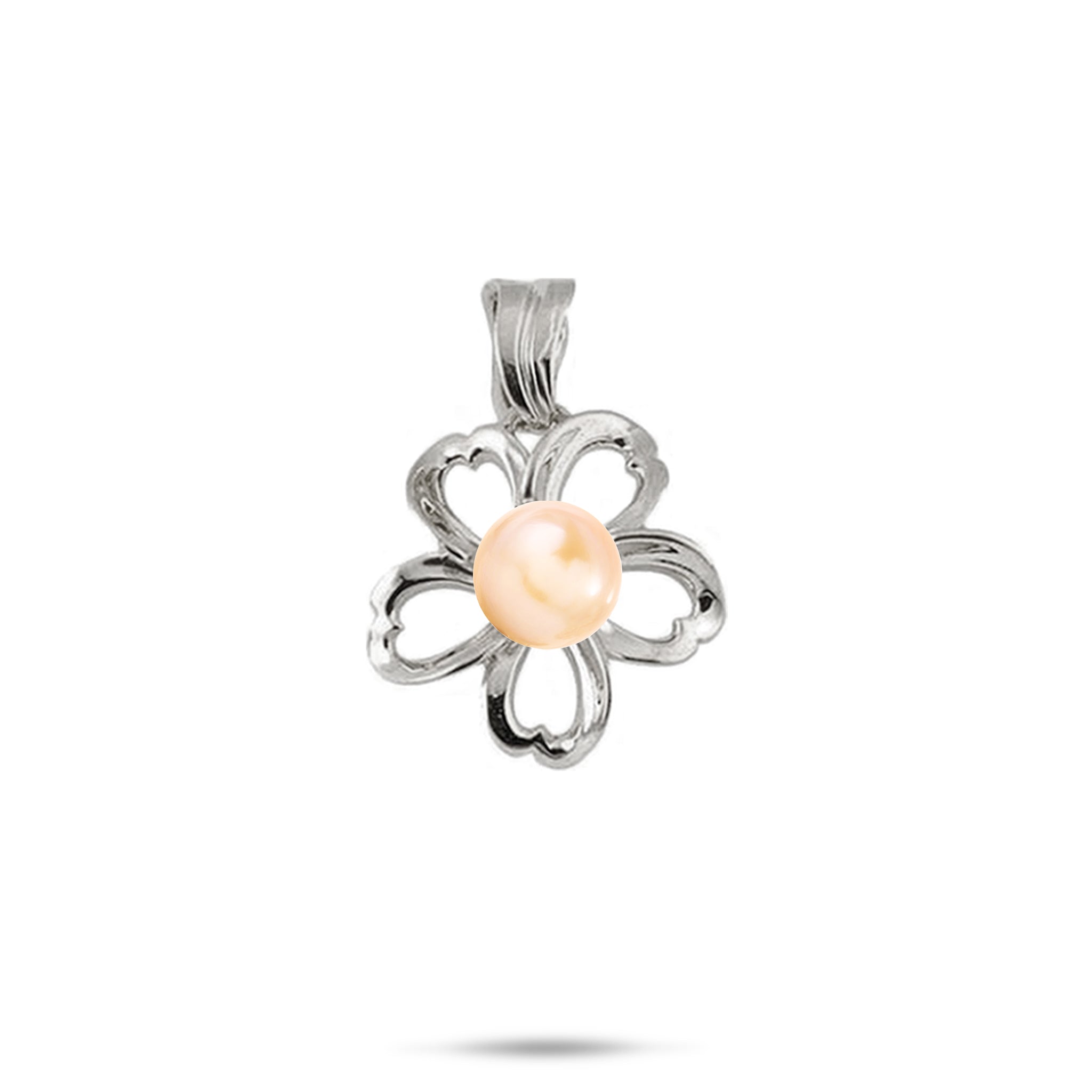 Pick A Pearl Plumeria Pendant in White Gold - 17mm
