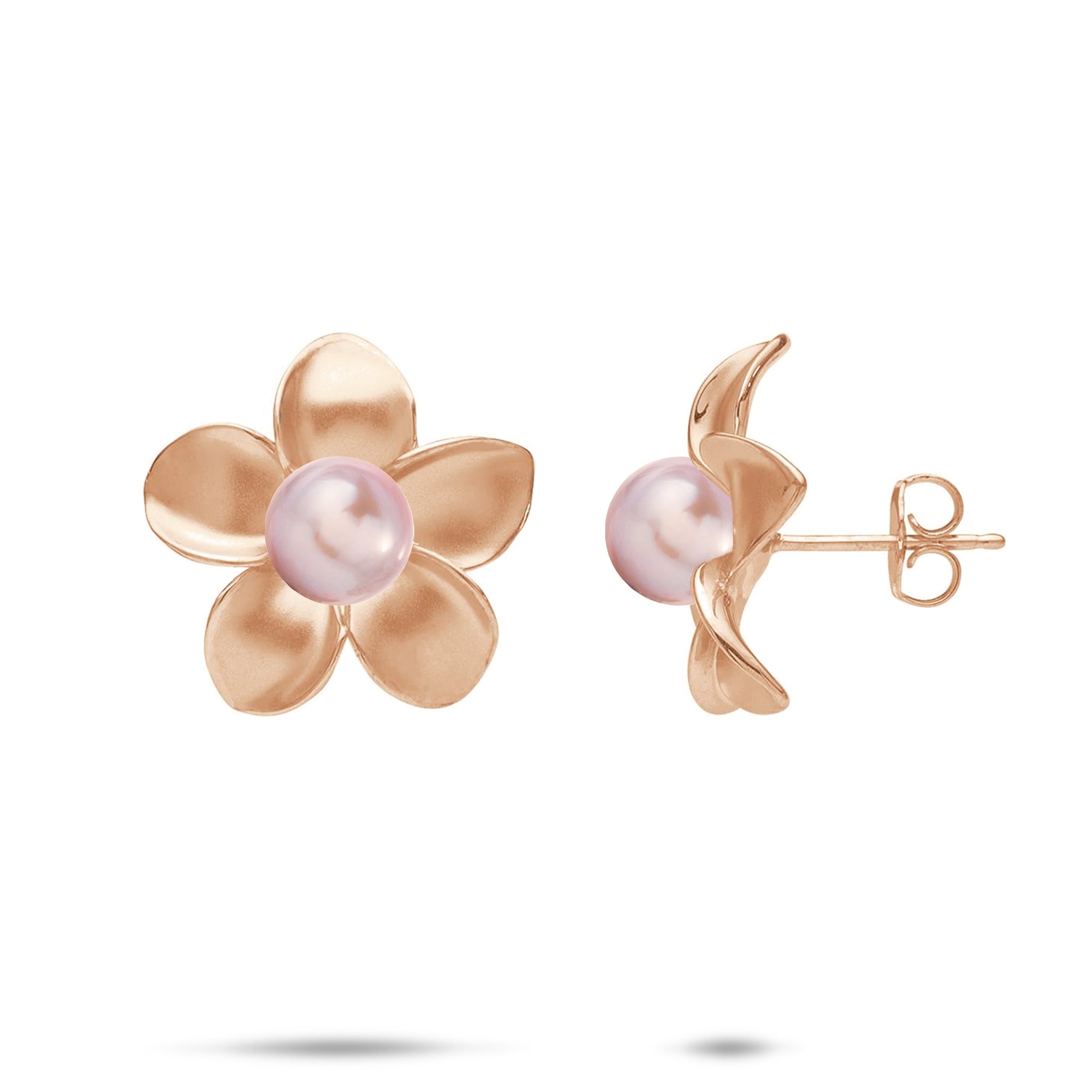 Pick A Pearl Plumeria Earrings in Rose Gold - 18mm