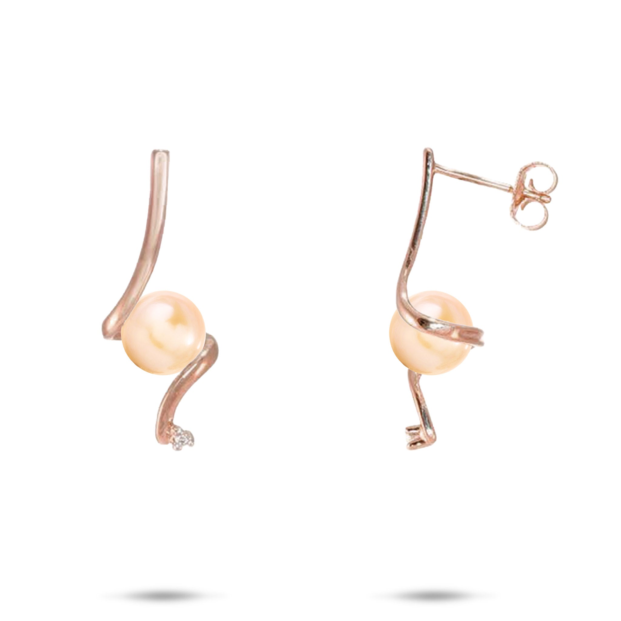 Pick A Pearl Waterfall Earrings in Rose Gold with Diamonds
